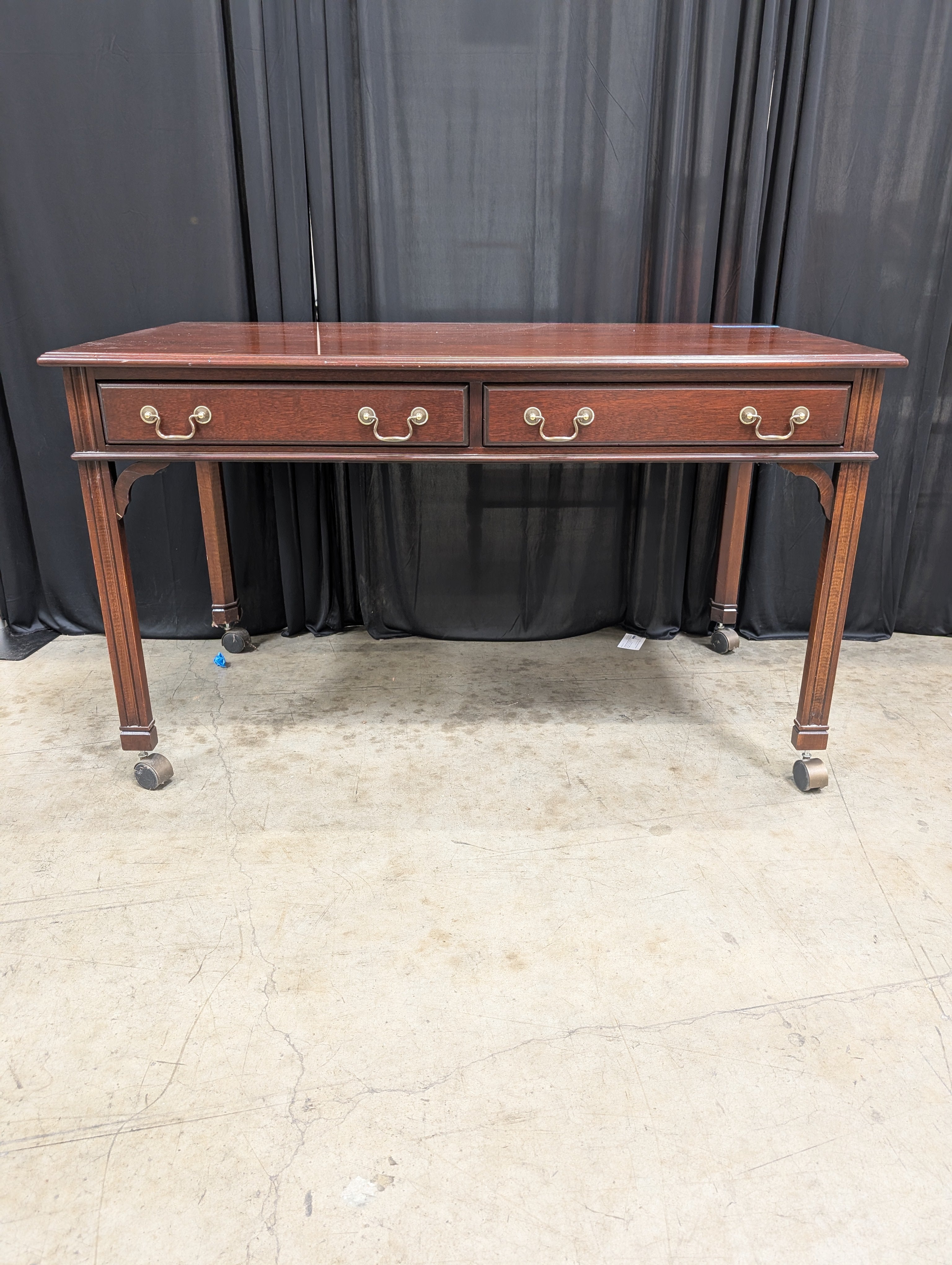 Traditional Dark Wood Desk with Casters