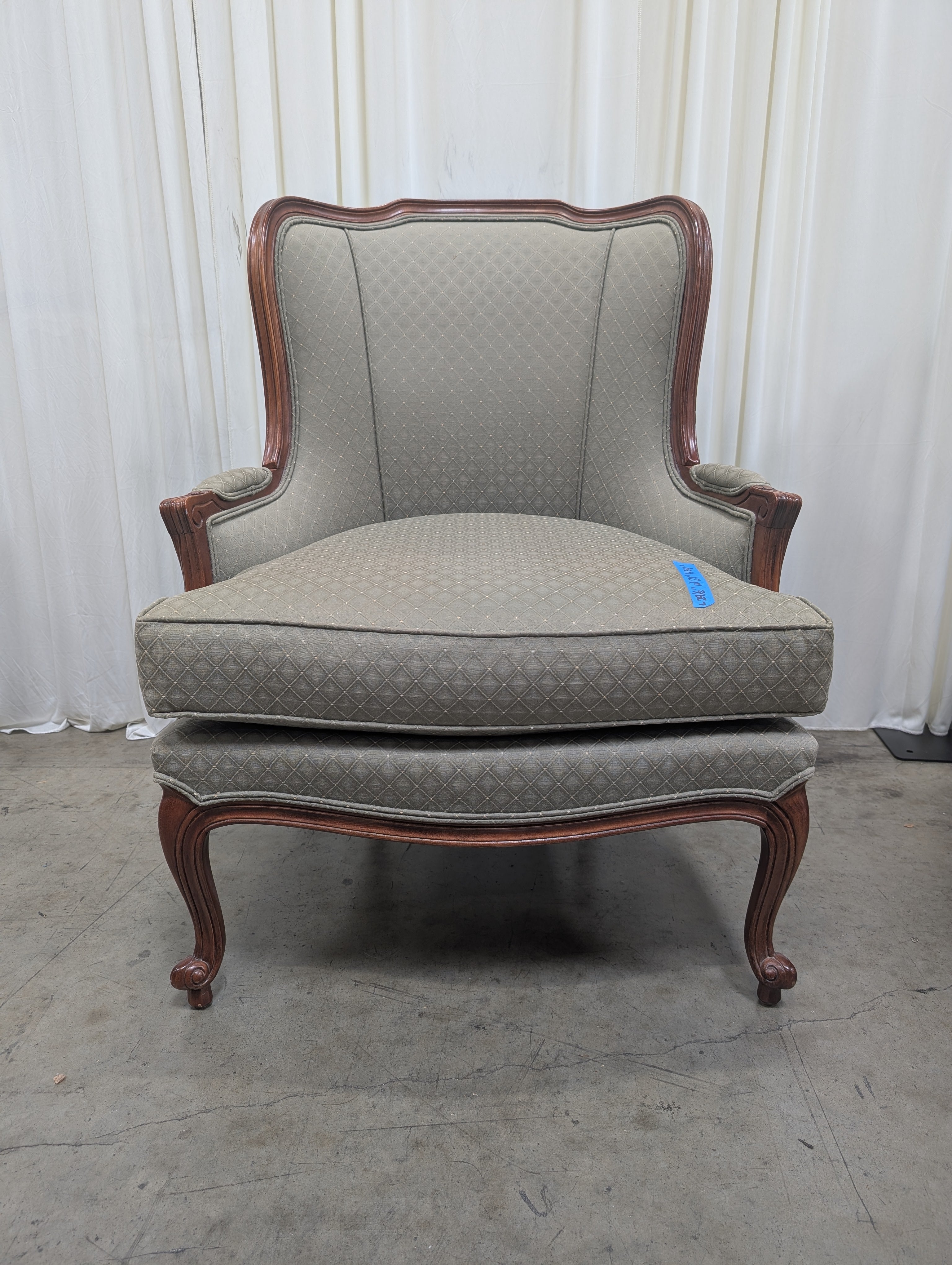 ETHAN ALLEN Carved Wood Frame Armchair