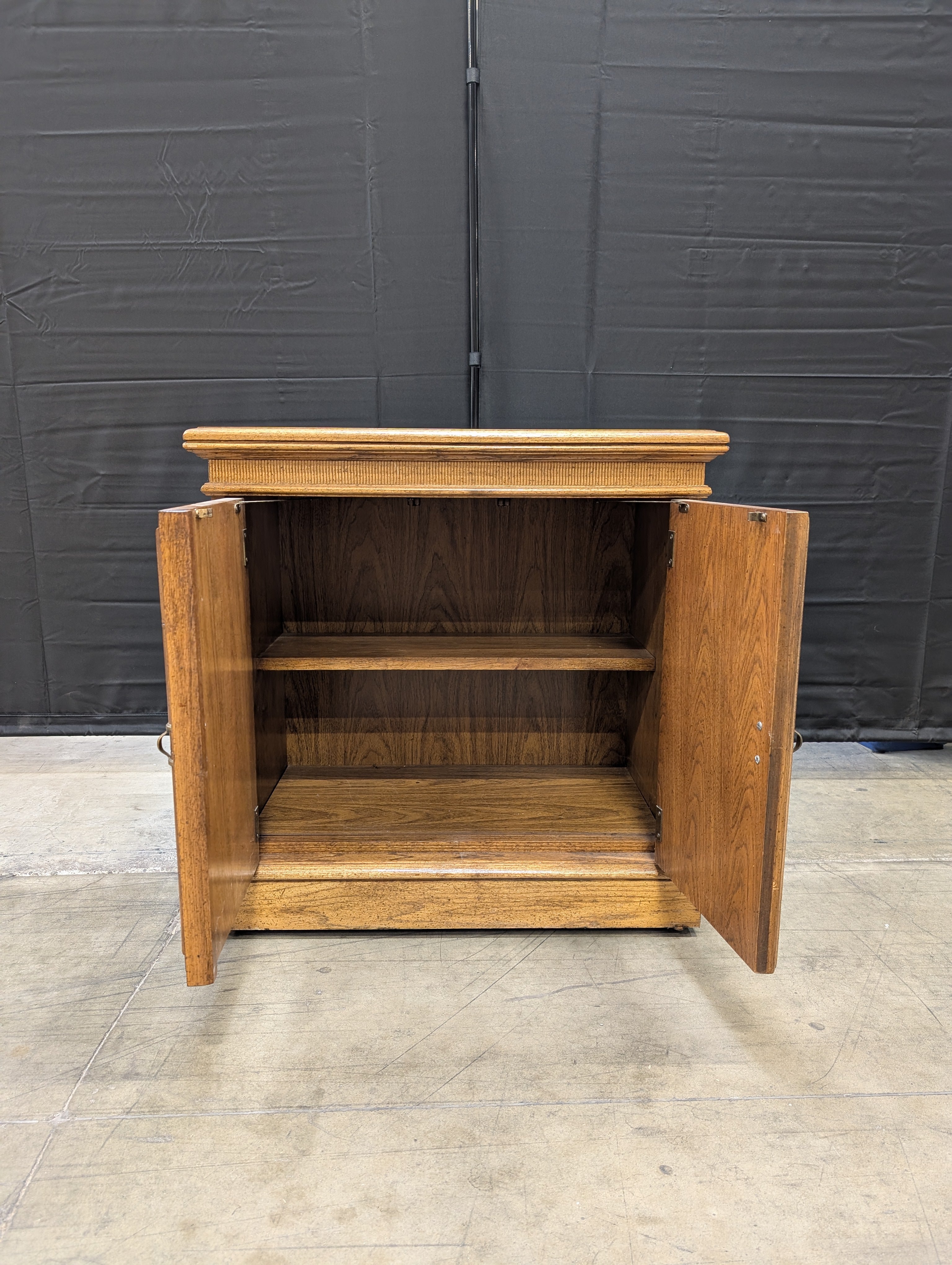 Vintage Chinoiserie Wood Storage Cabinet with Painted Bamboo Motif
