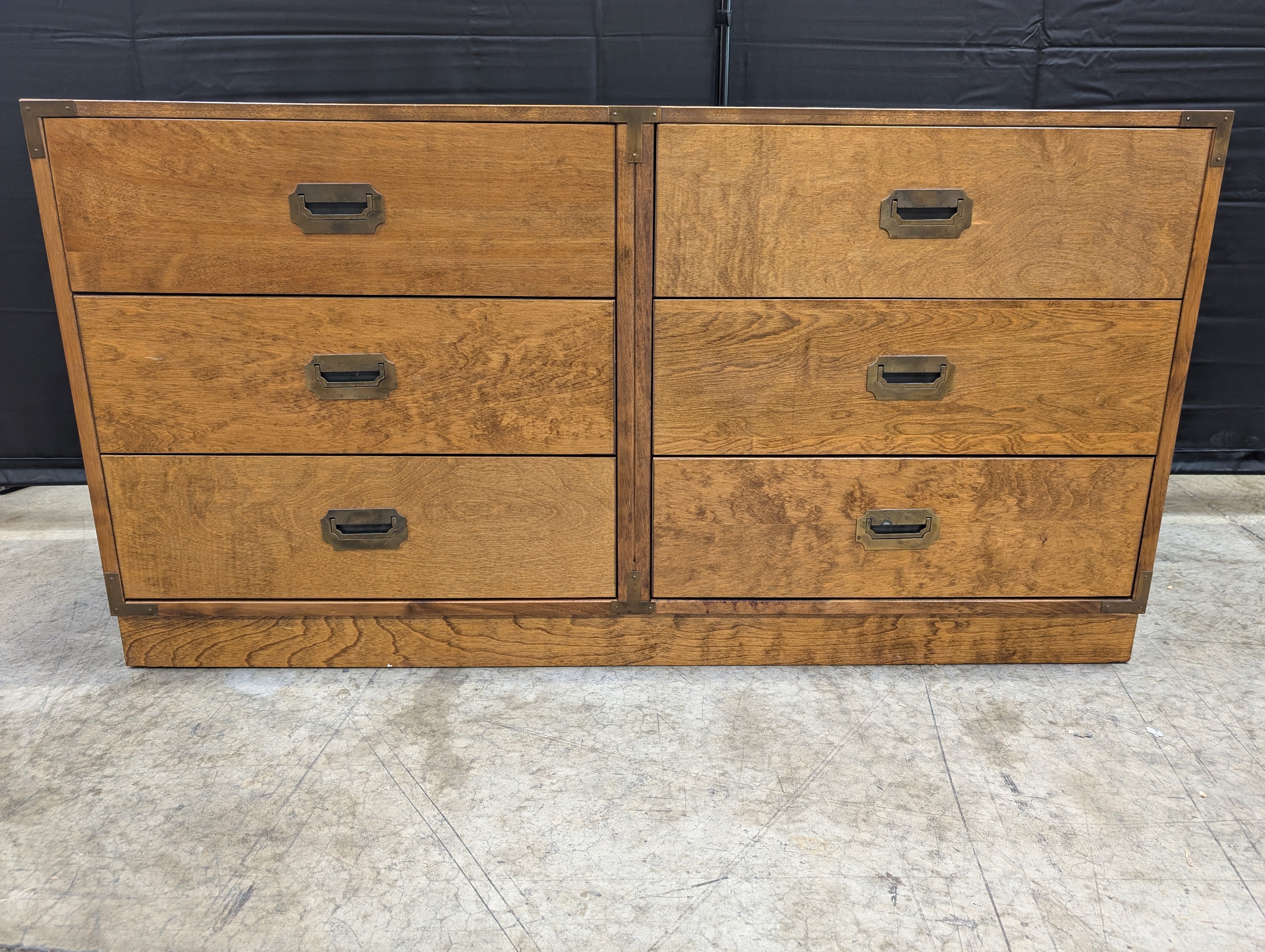 Stained Wood Double Dresser with Minimalist Hardware