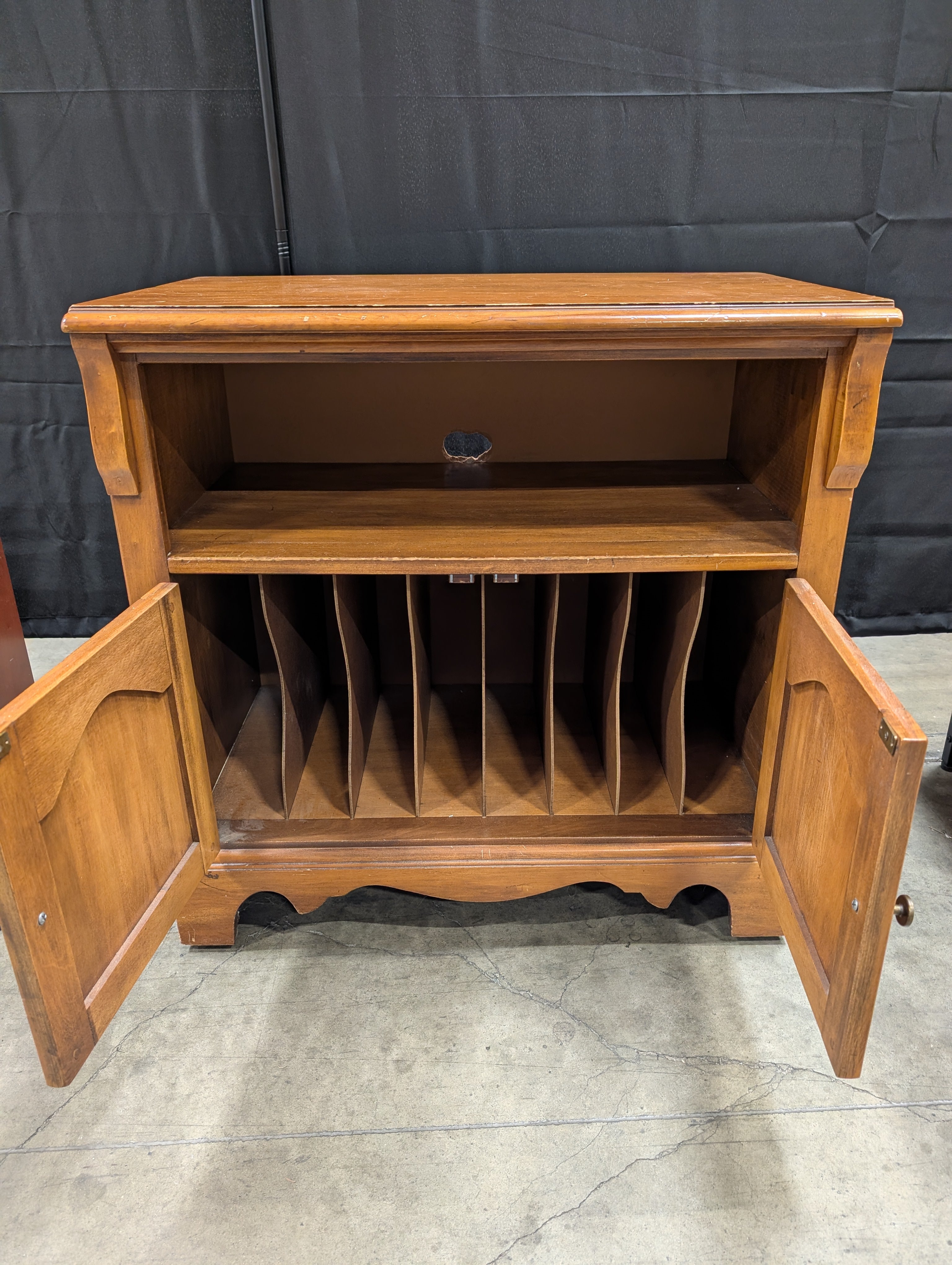 Traditional Wooden Console Cabinet with Record Storage