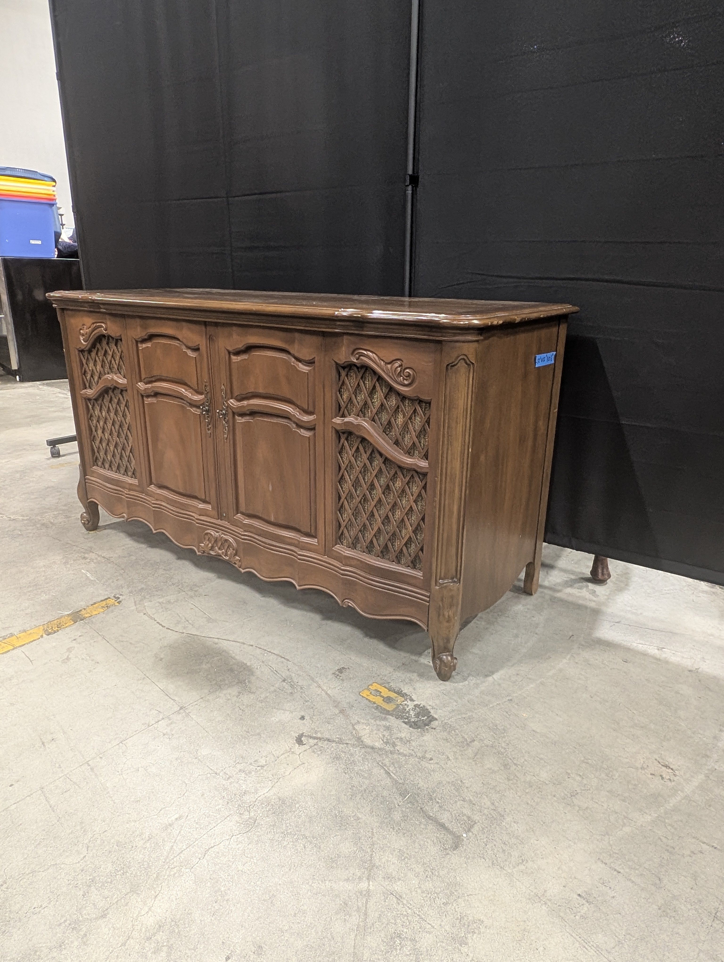 Vintage French Provincial Style Wood Console Cabinet