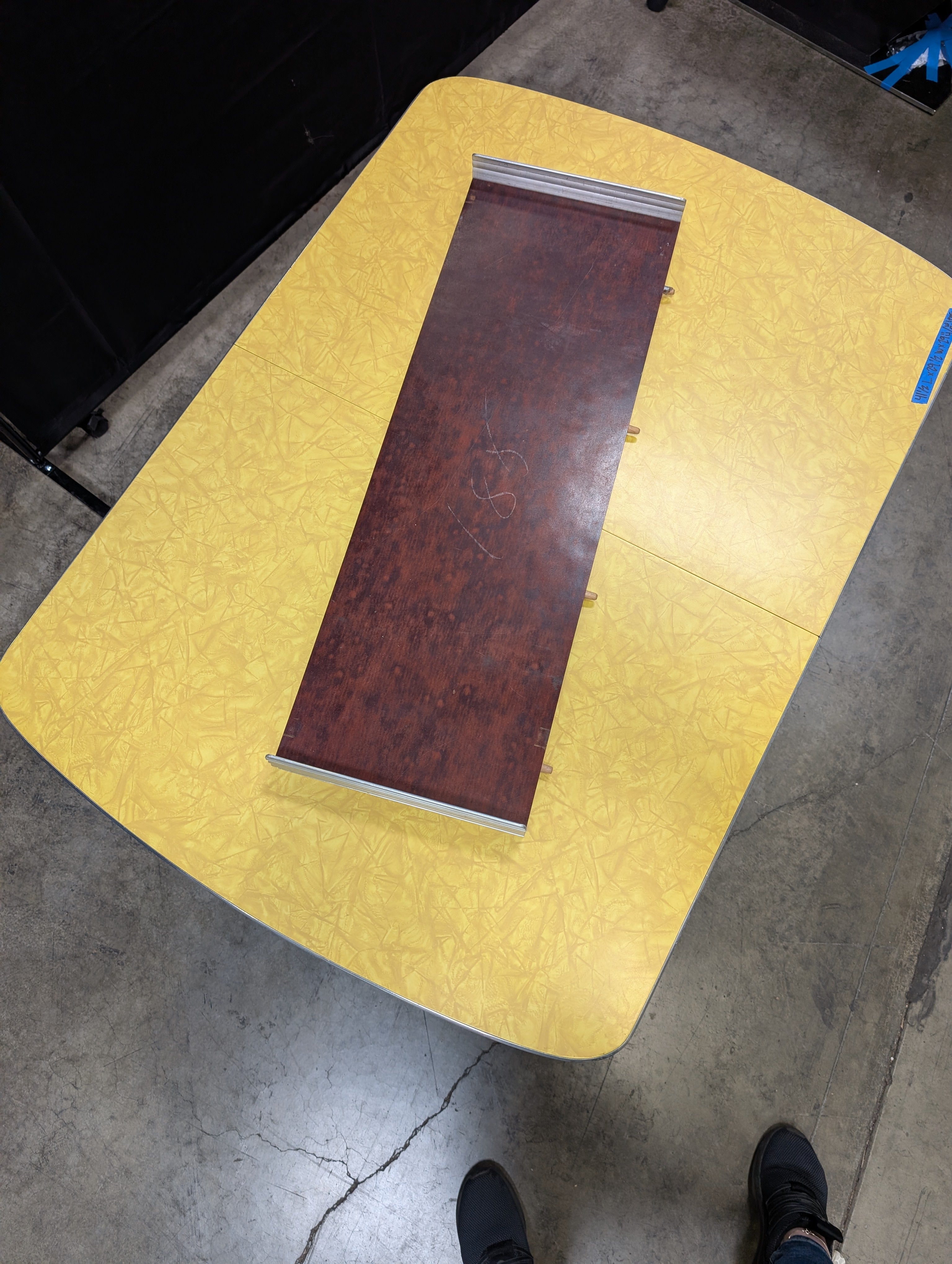 Vintage Mid-Century Yellow Laminate Extendable Kitchen Table with Chrome Legs