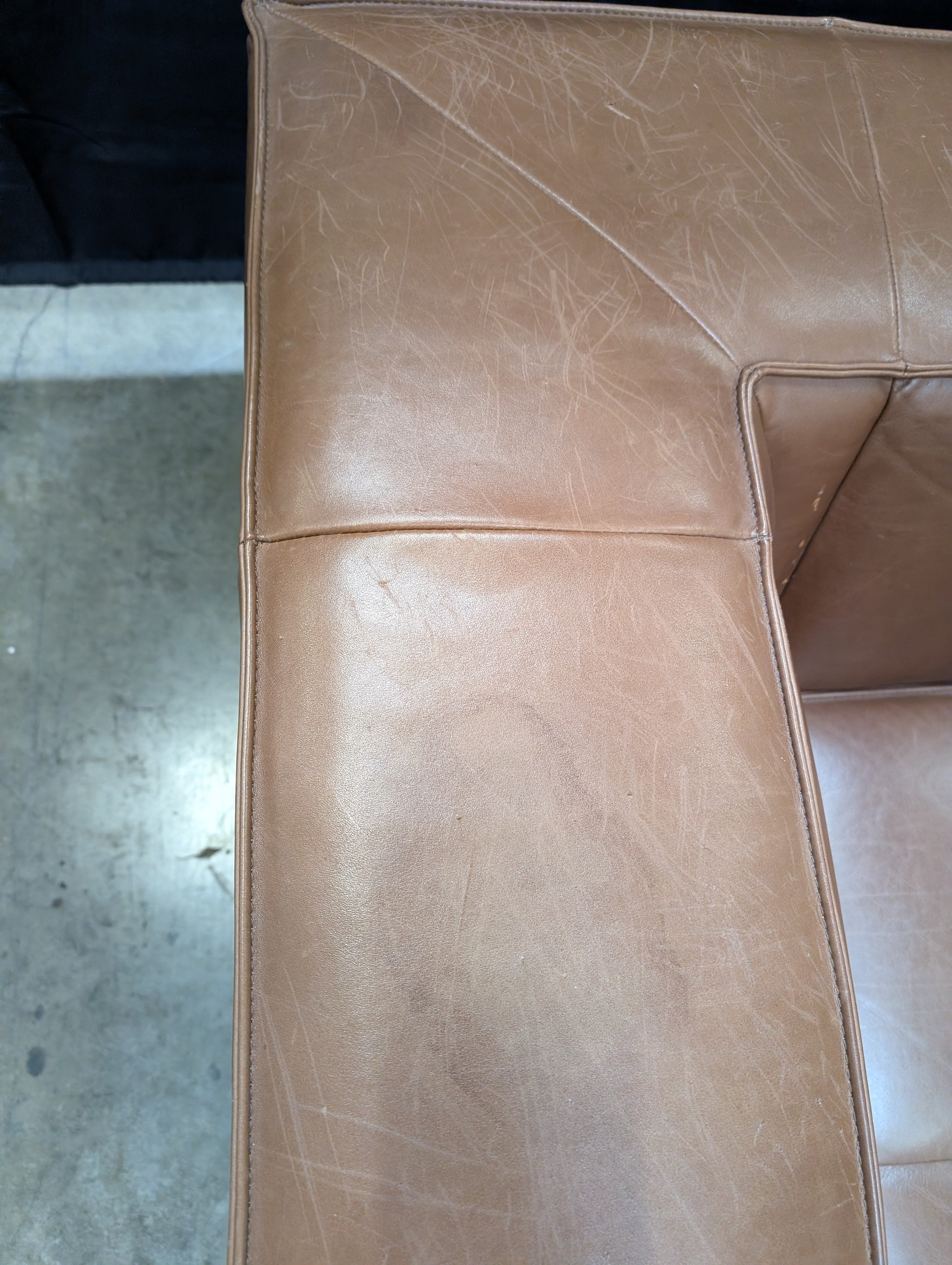 BoConcept Brown Leather Sectional Sofa with Chaise