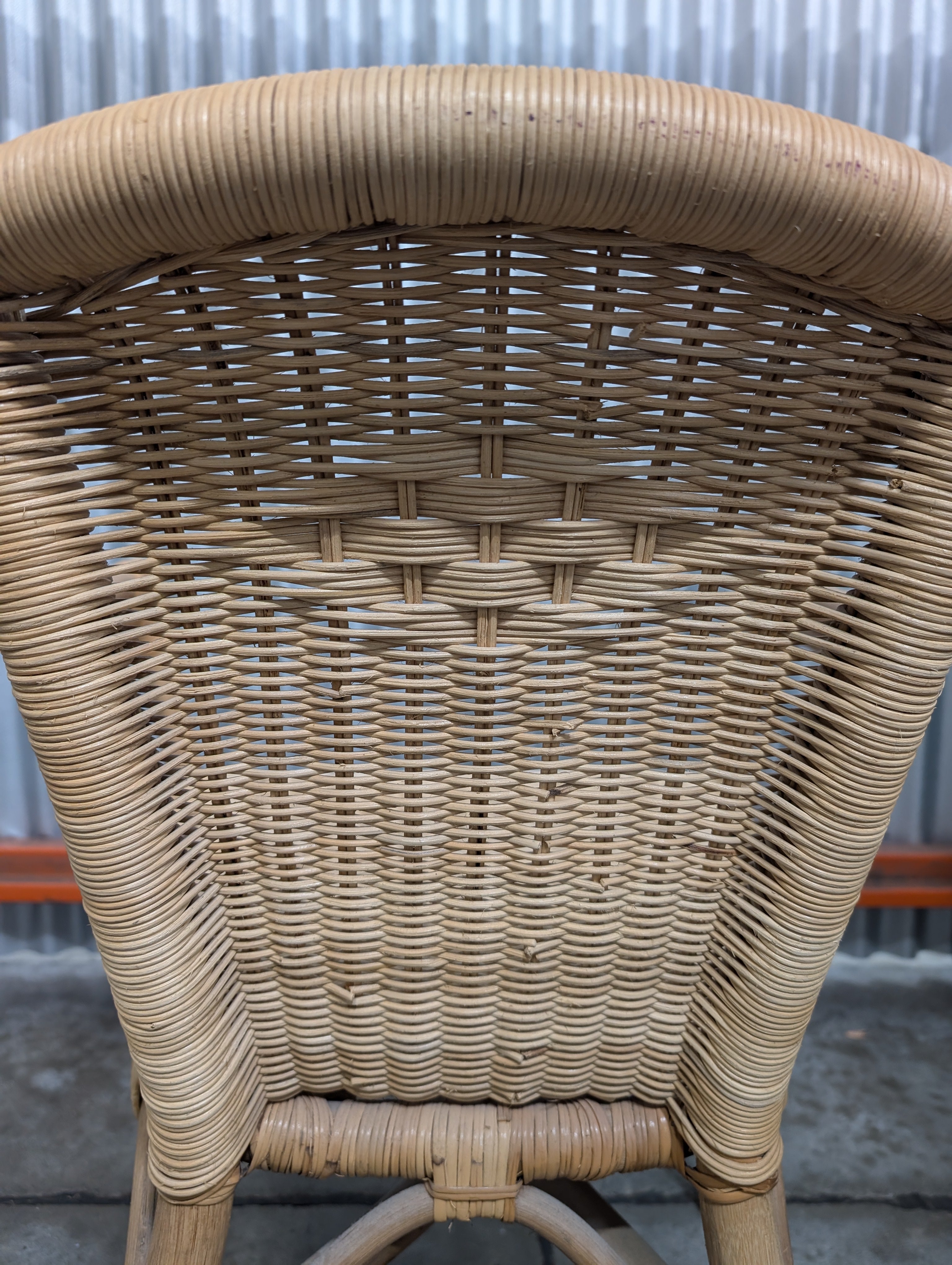 Pair of Natural Rattan Woven Wicker Armchair