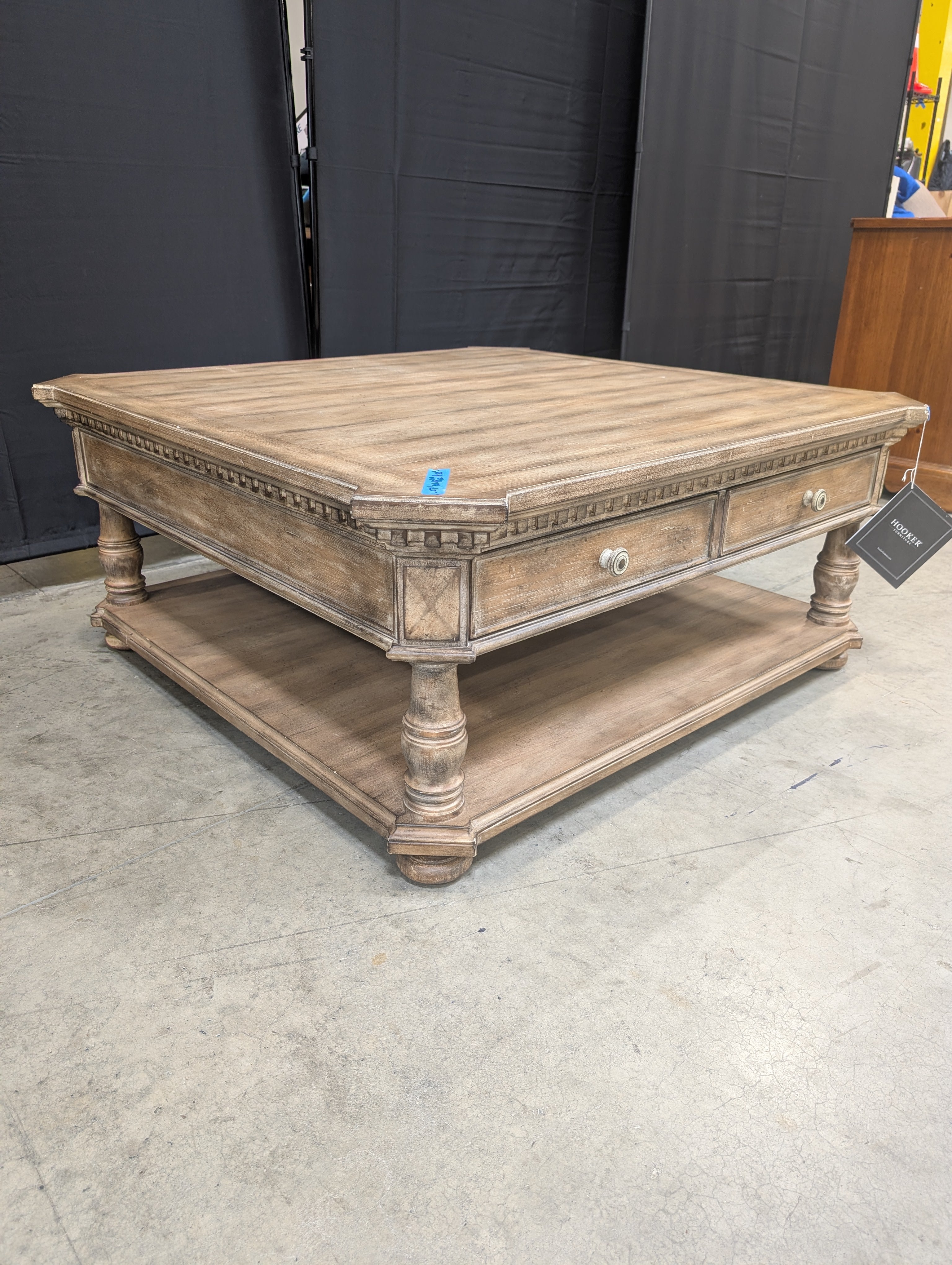 Hooker Furniture Light Wood Square Coffee Table with Drawers
