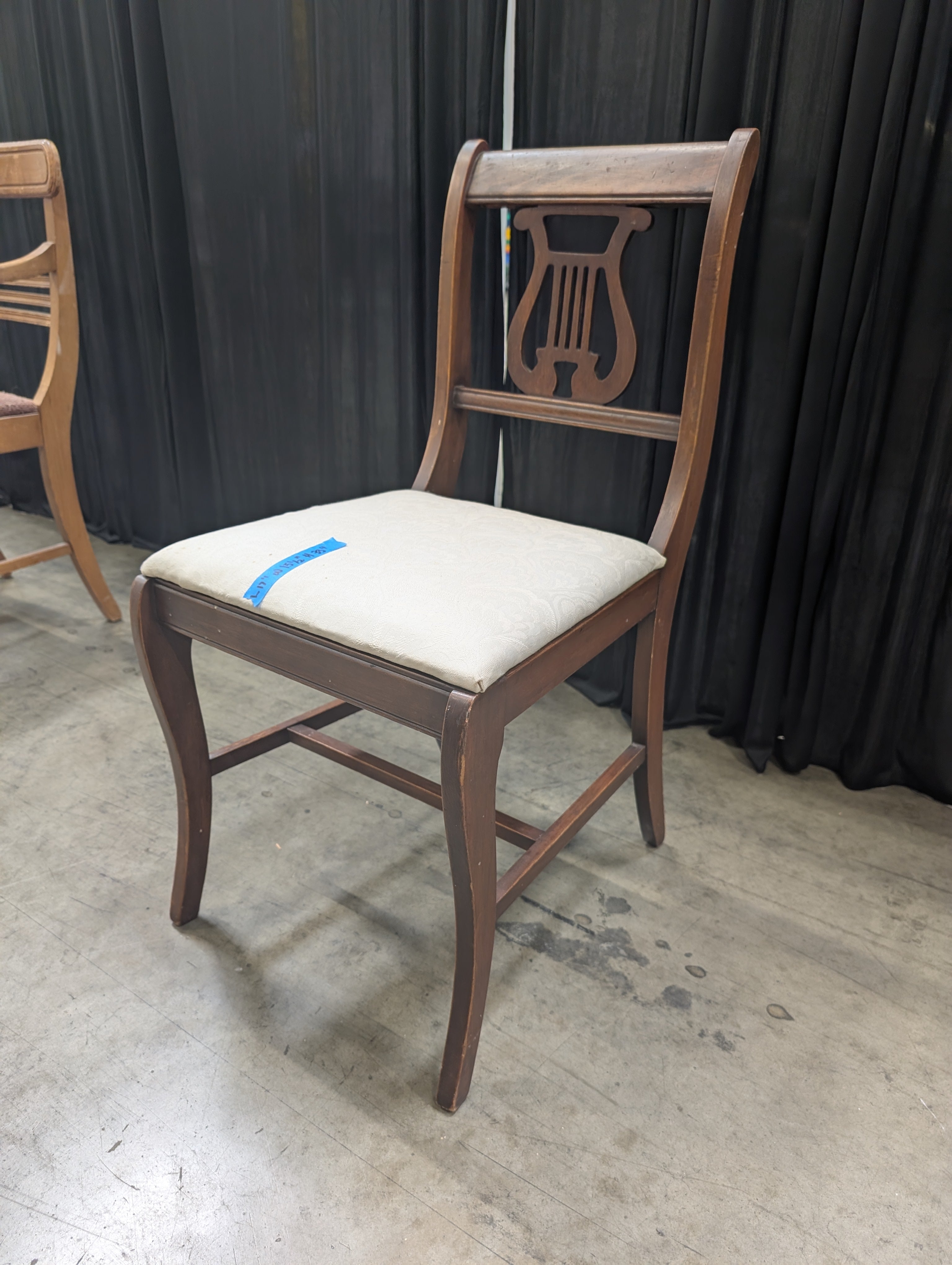 Dark Wood Lyre Back Dining Chair