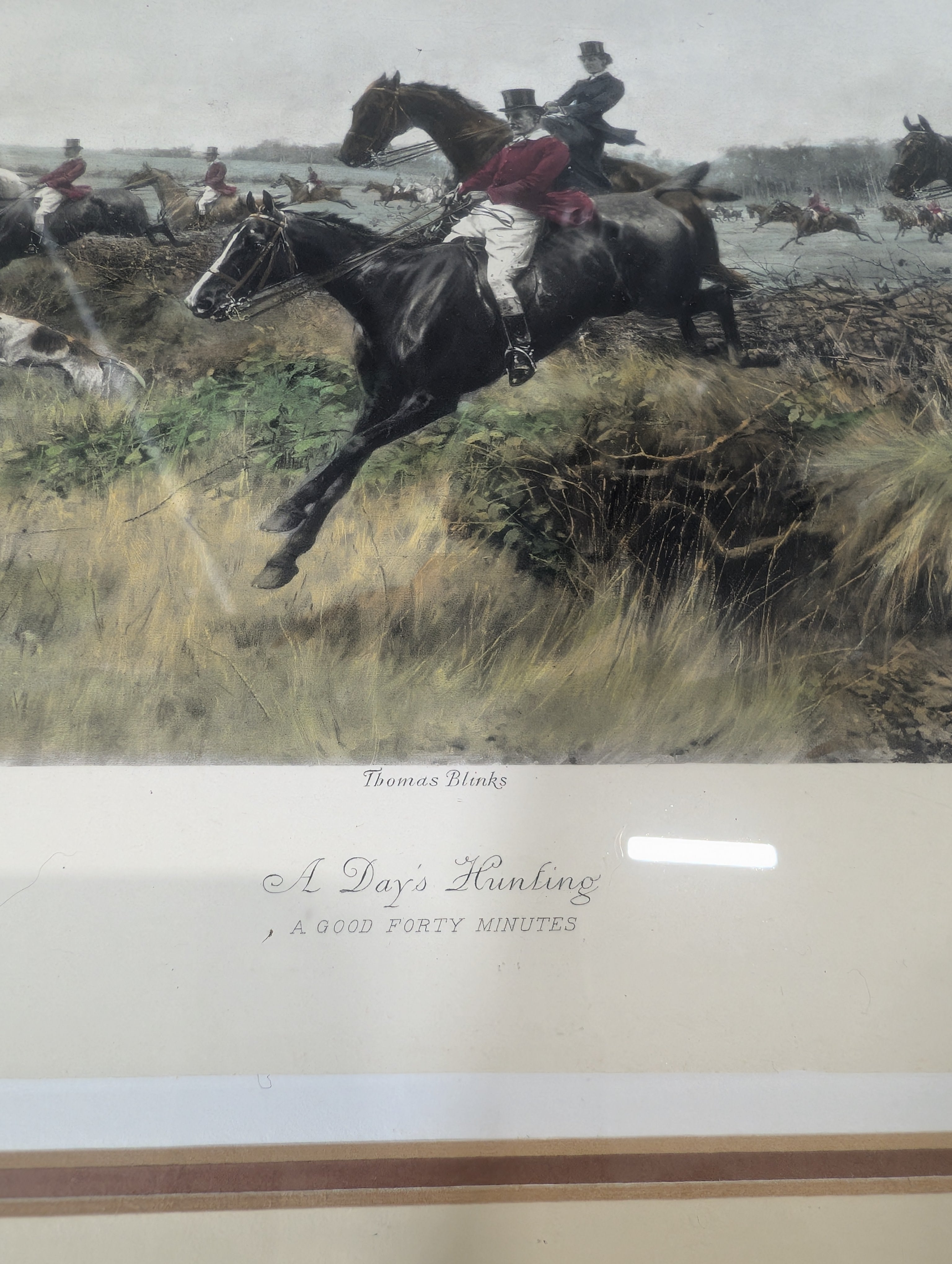A Days Hunting Scene Framed Print in Wood