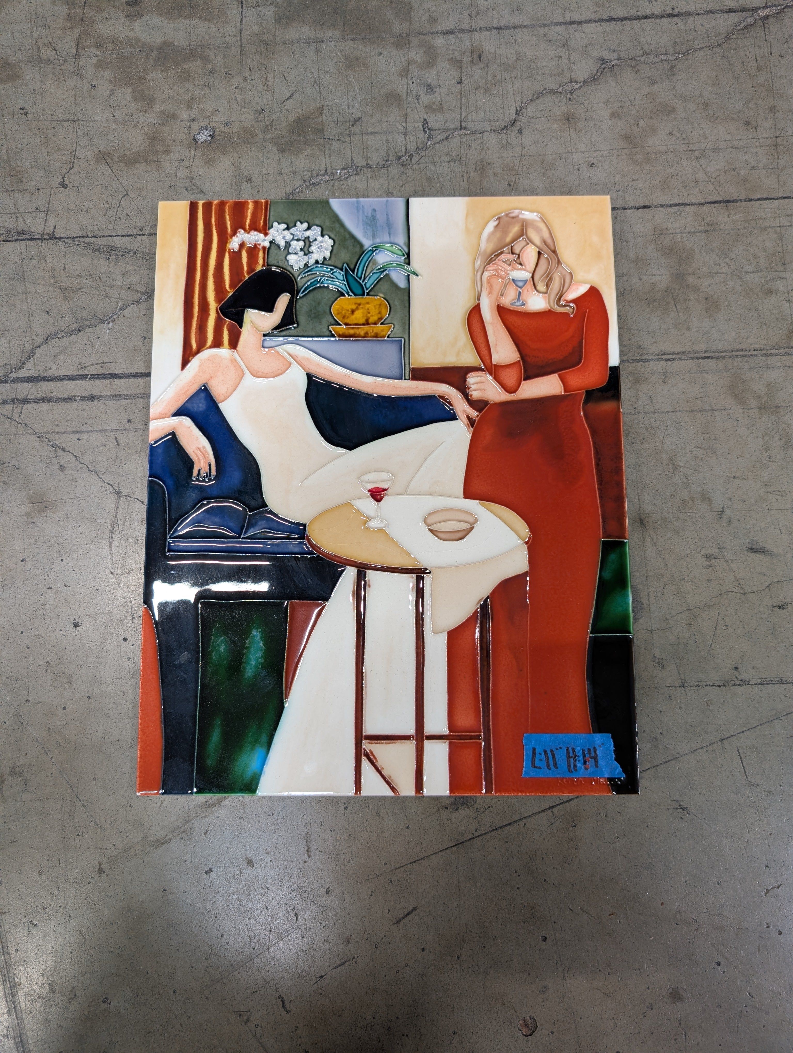 Figurative Art Deco Ceramic Art Tile