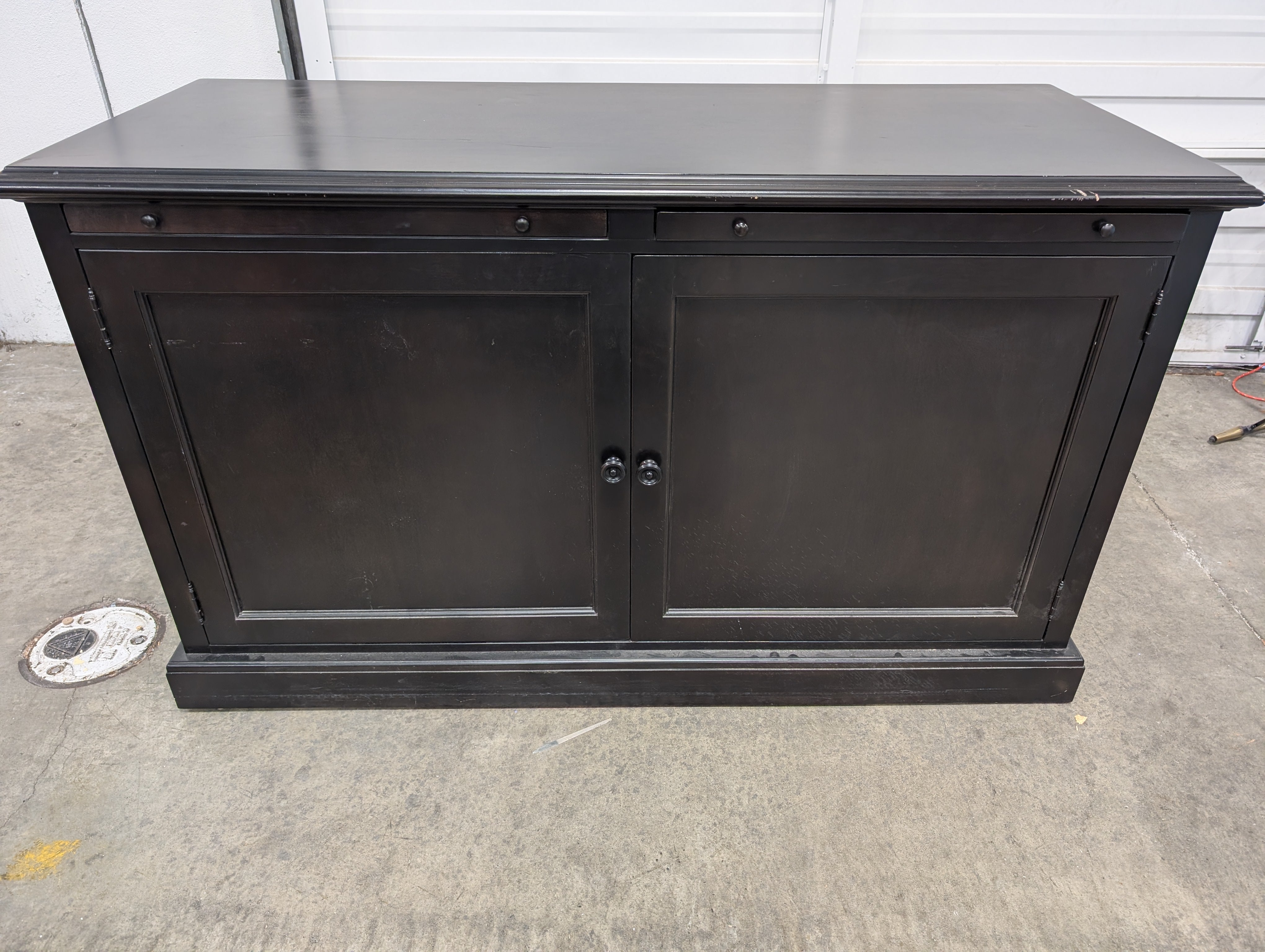 Versatile Dark Wood Drexel Storage Cabinet with Double Doors