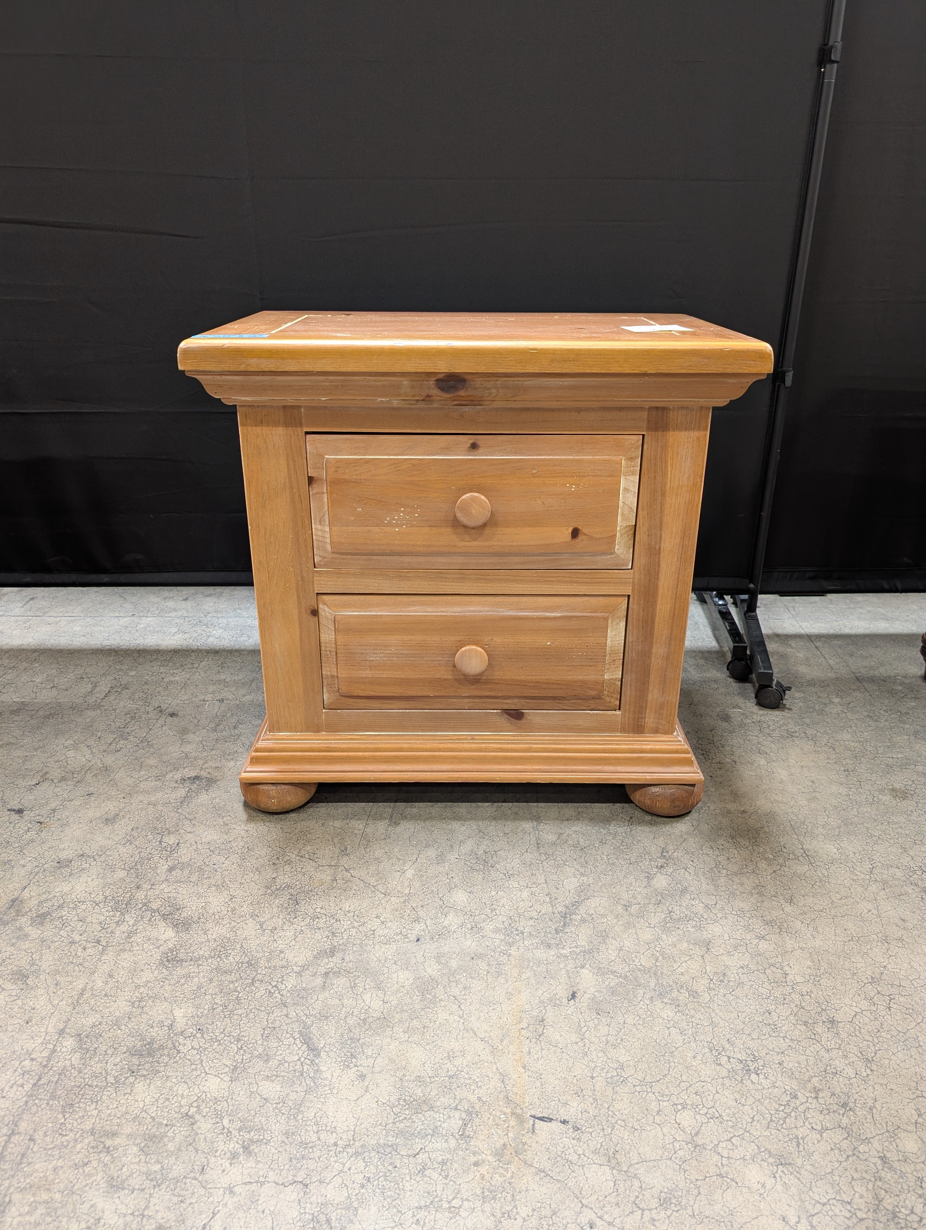 Rustic Pine Wood Broyhill Two-Drawer Nightstand