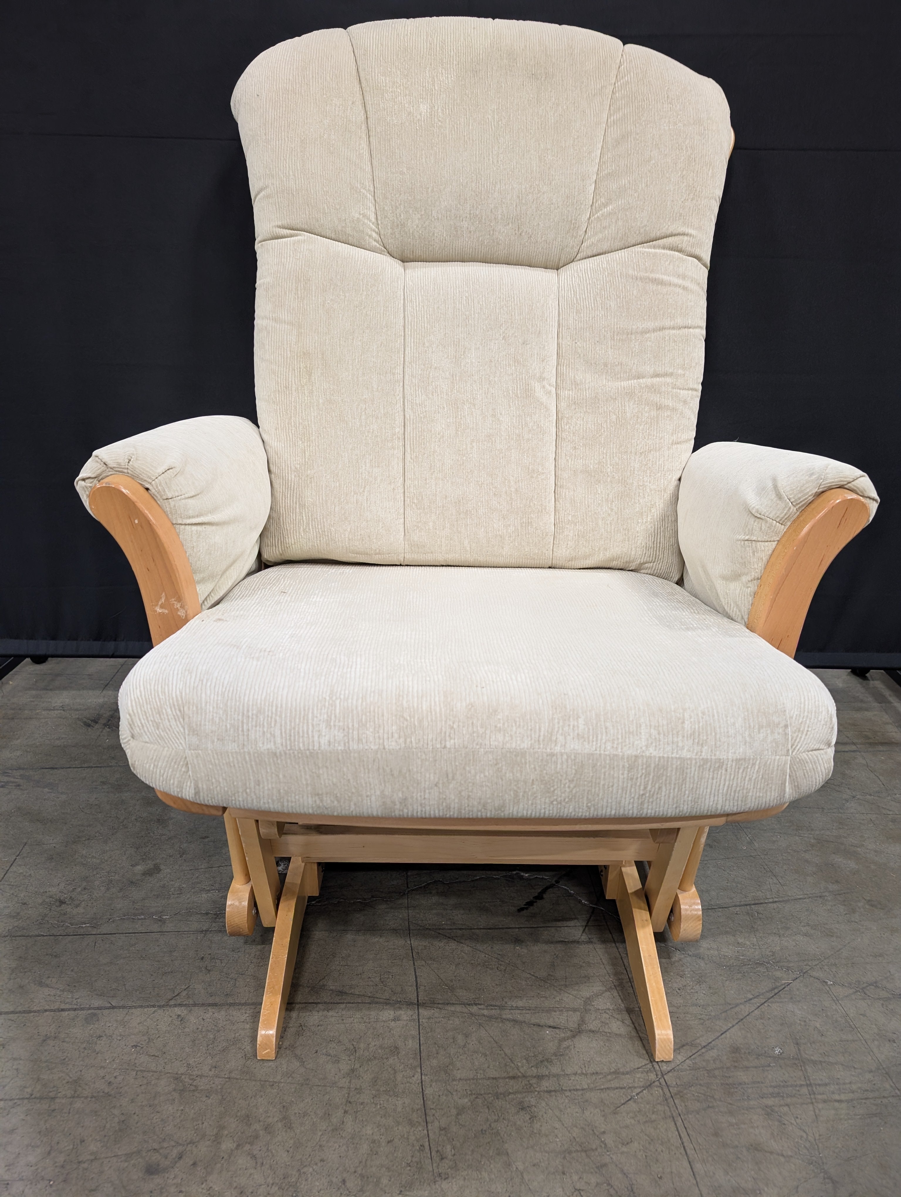 DUTALIER Cream Ribbed Glider Chair and Ottoman Set