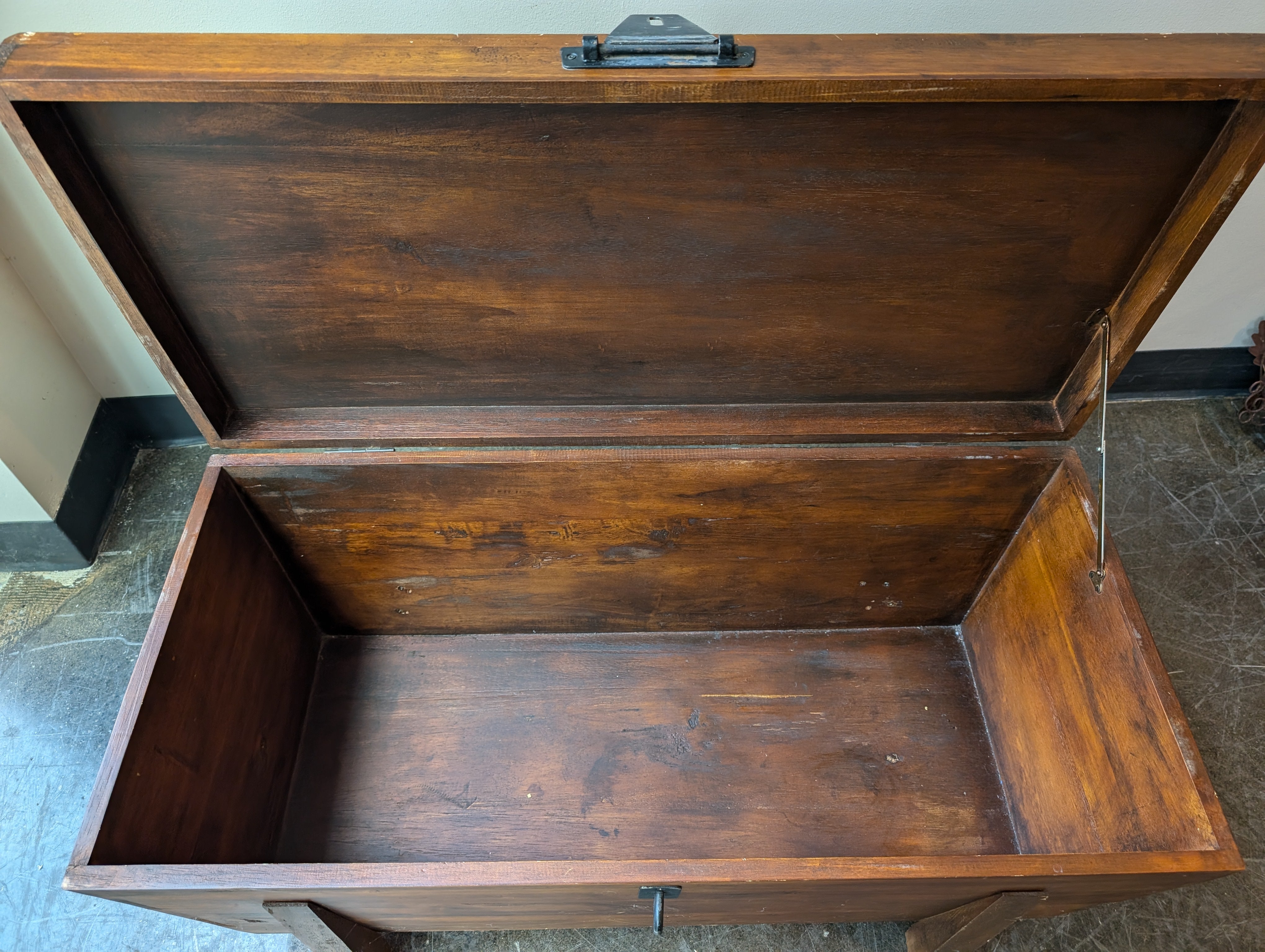 Rustic Brown Wood Storage Box with Metal Handle