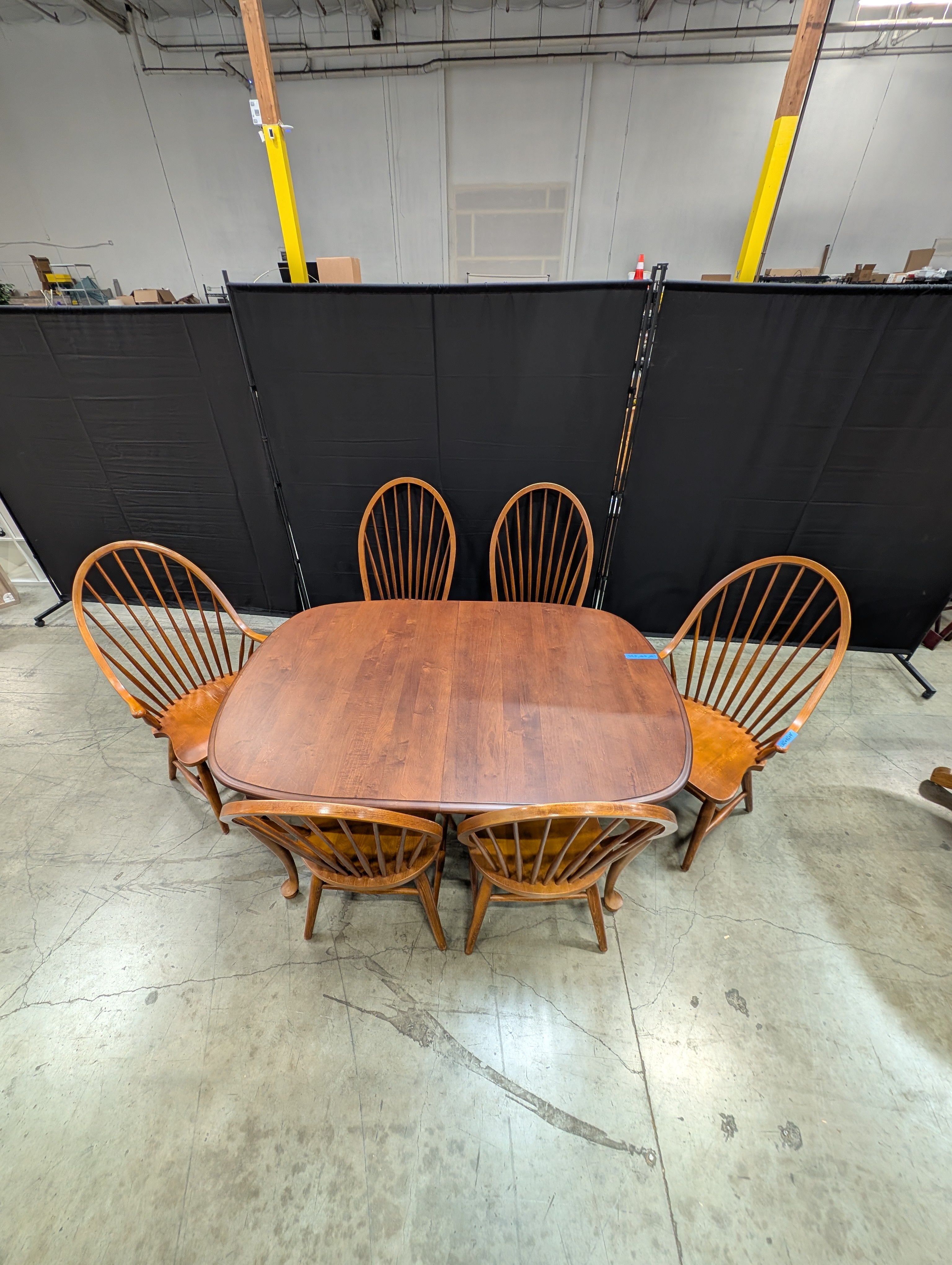 Traditional Wood Dining Table with Four Spindle Back Windsor Chairs
