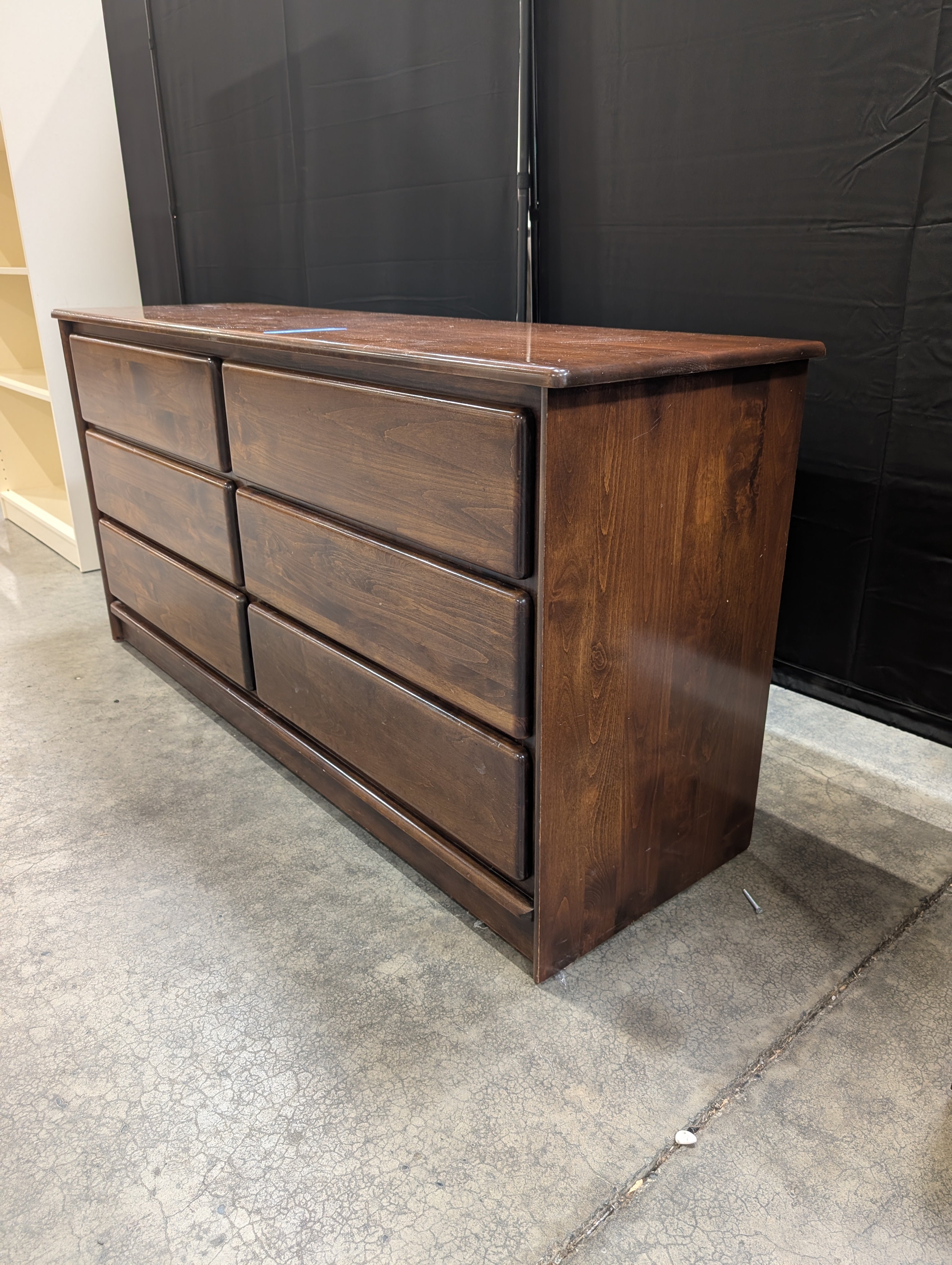 Six-Drawer Wood Dresser in Brown