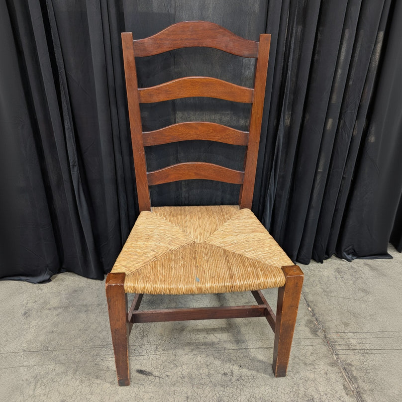 Traditional Wood Ladderback Dining Chair with Rush Seat