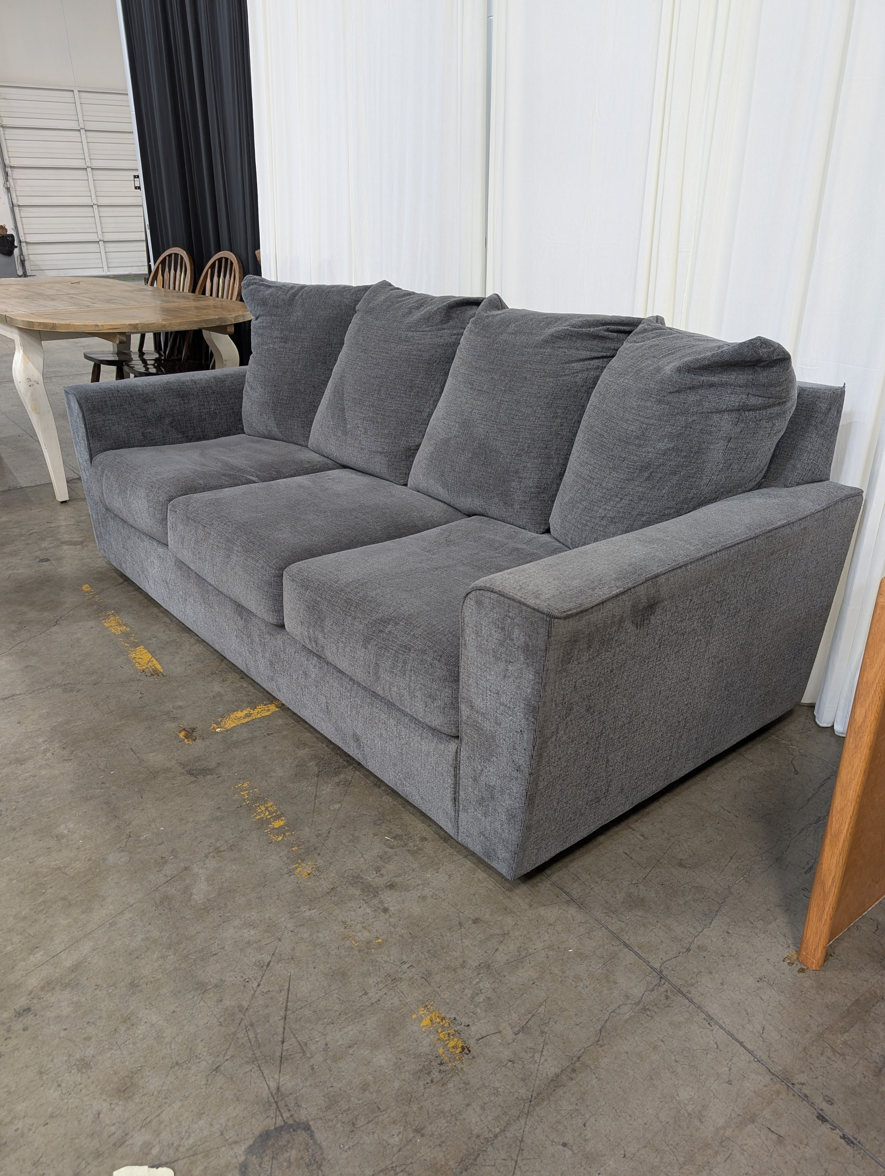 Modern Grey Fabric Three-Seat Couch