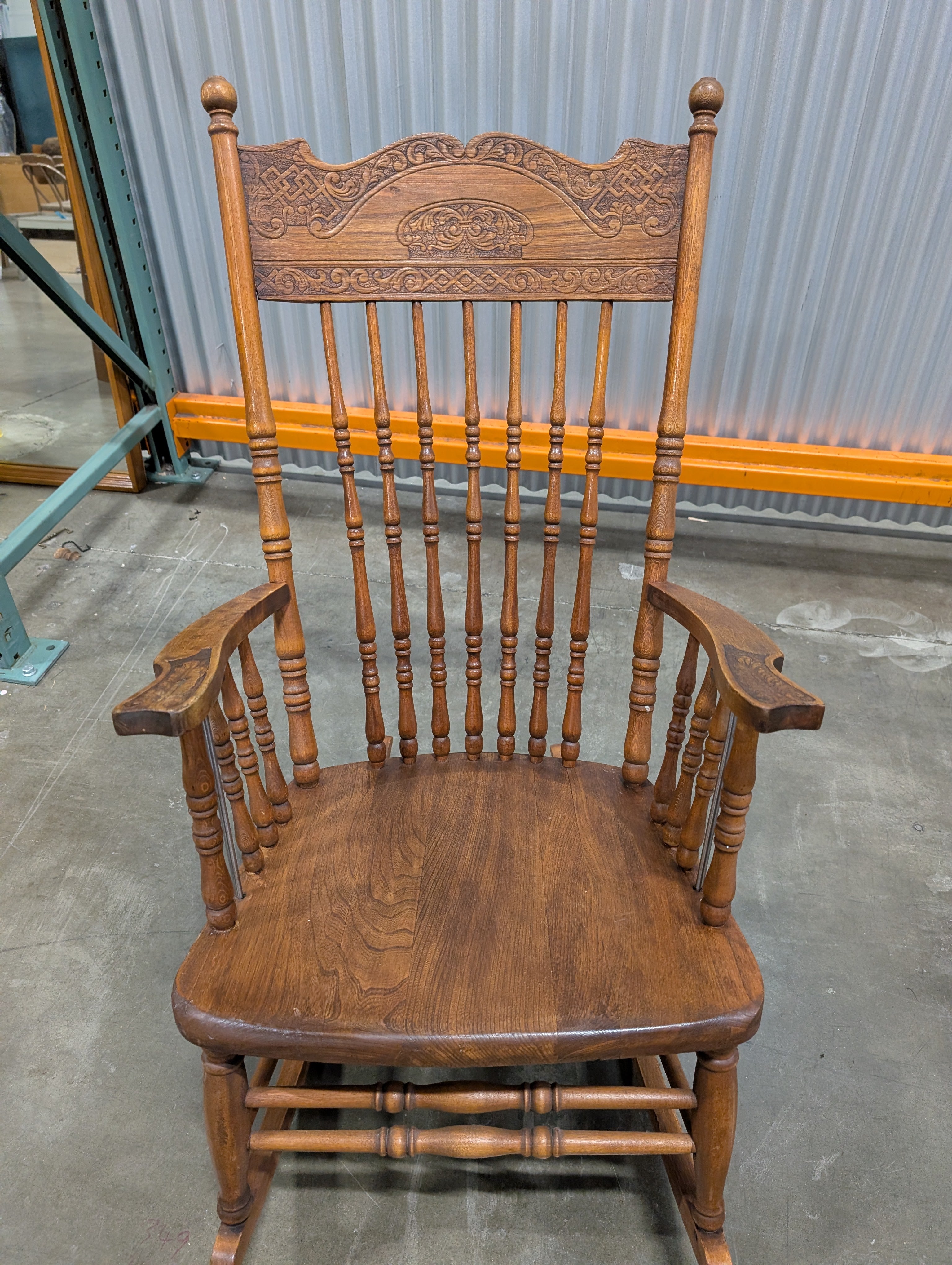 Intricate Carved Hardwood Rocking Chair