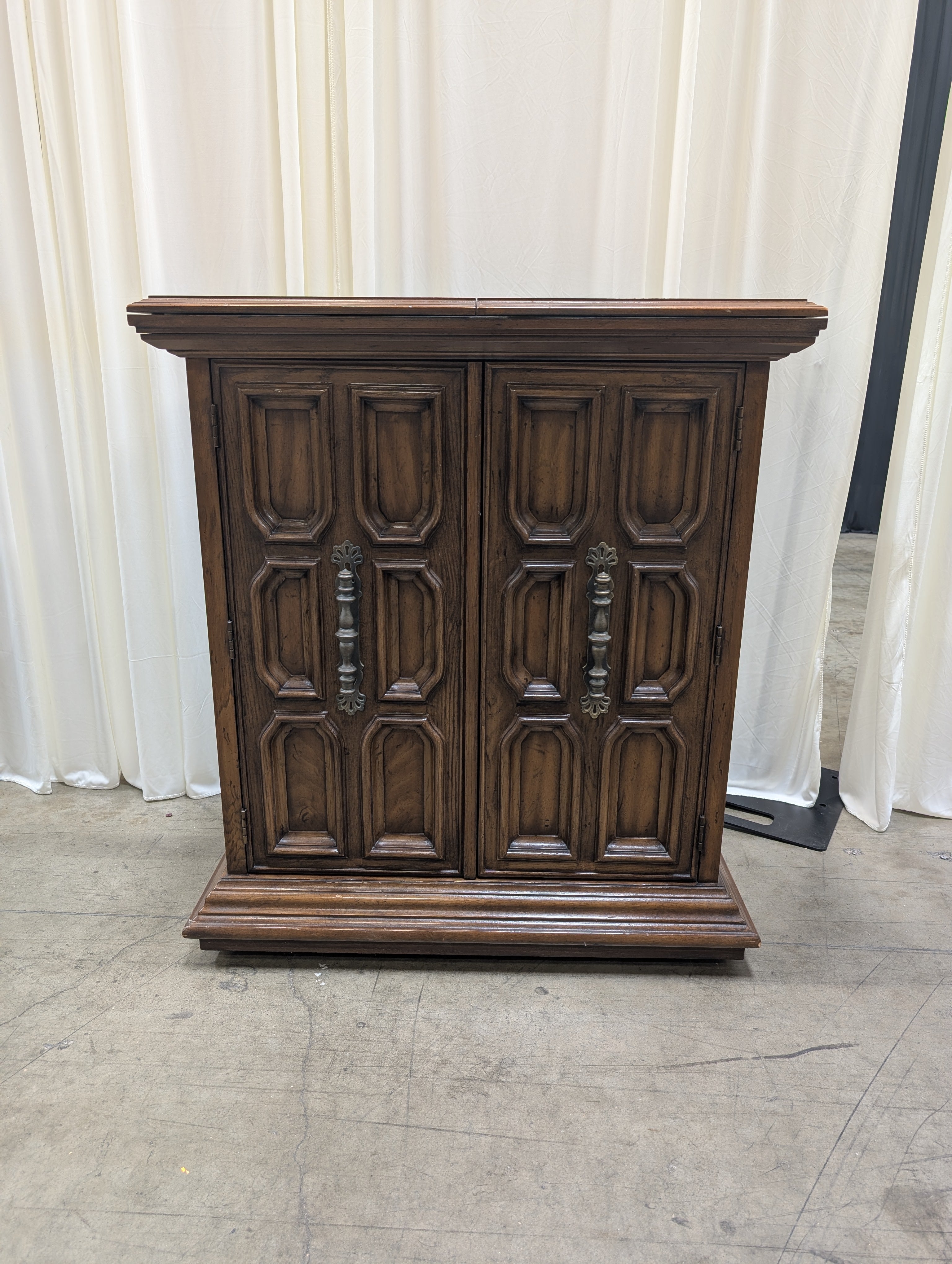 Drexel Brutalist Carved Wood Buffet with Ornate Pulls