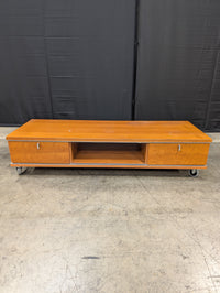 Versatile Wooden Media Console with Integrated Storage
