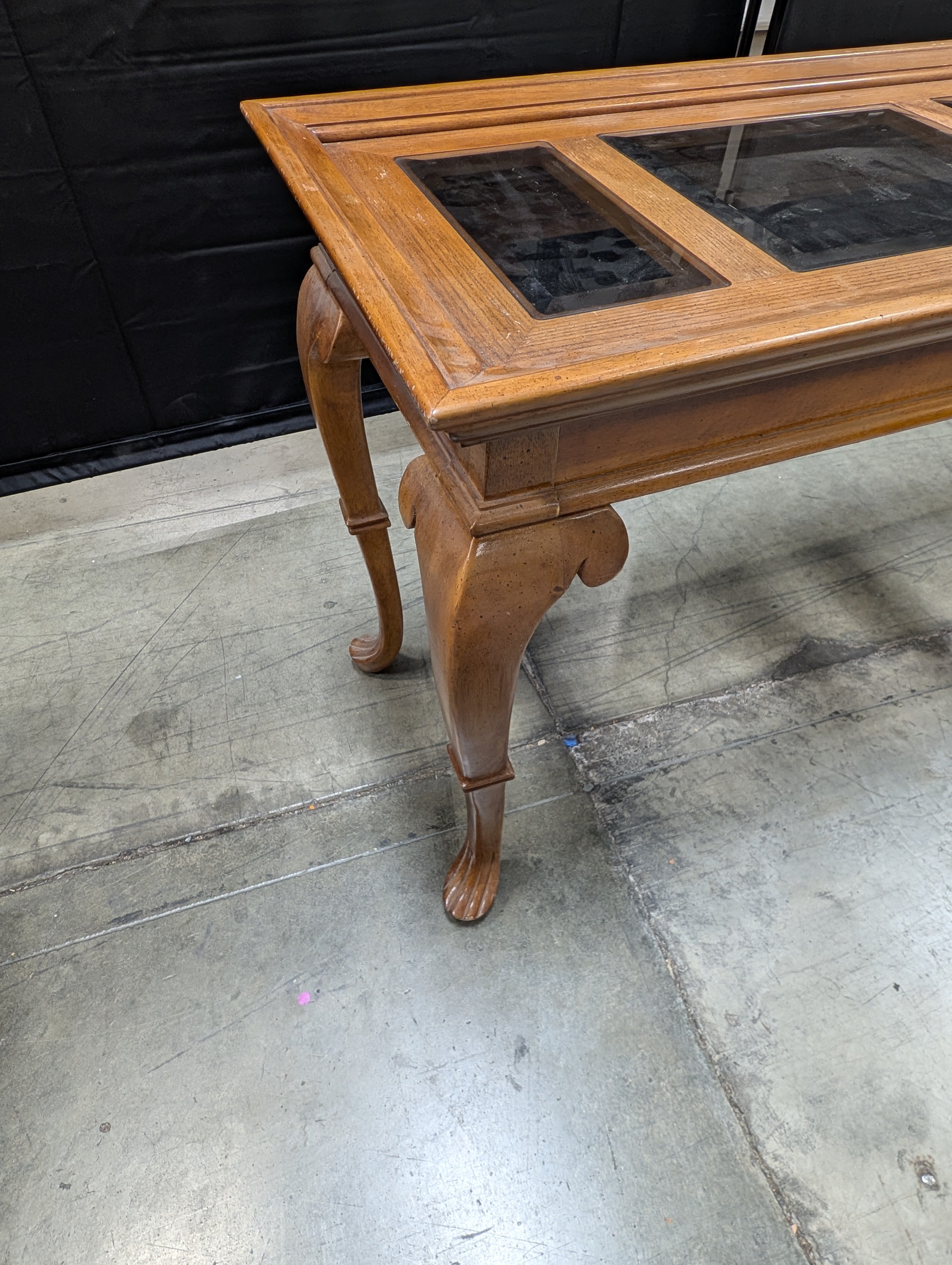 Hardwood Entryway Table with Inset Glass Top