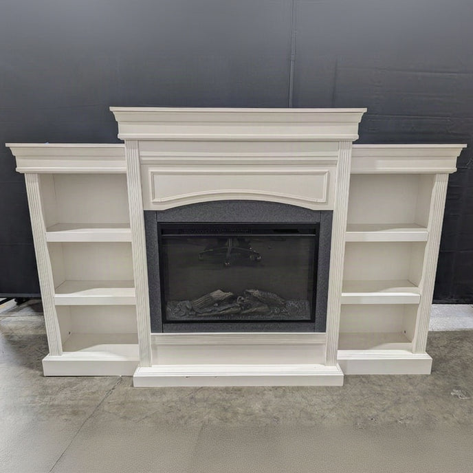 Atraflame White Electric Fireplace TV Stand with Side Shelves