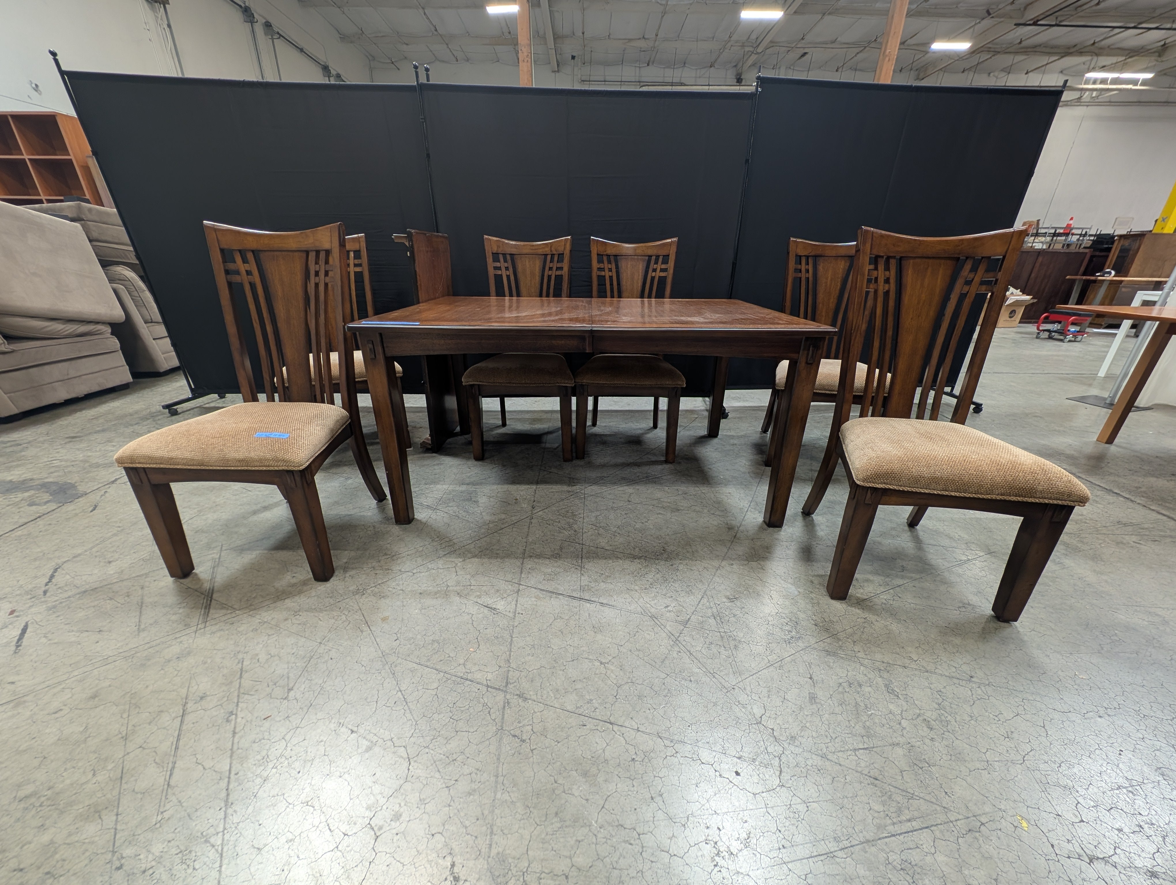 Rectangular Wood Dining Table and Six Chairs in Dark Stain Dining Set