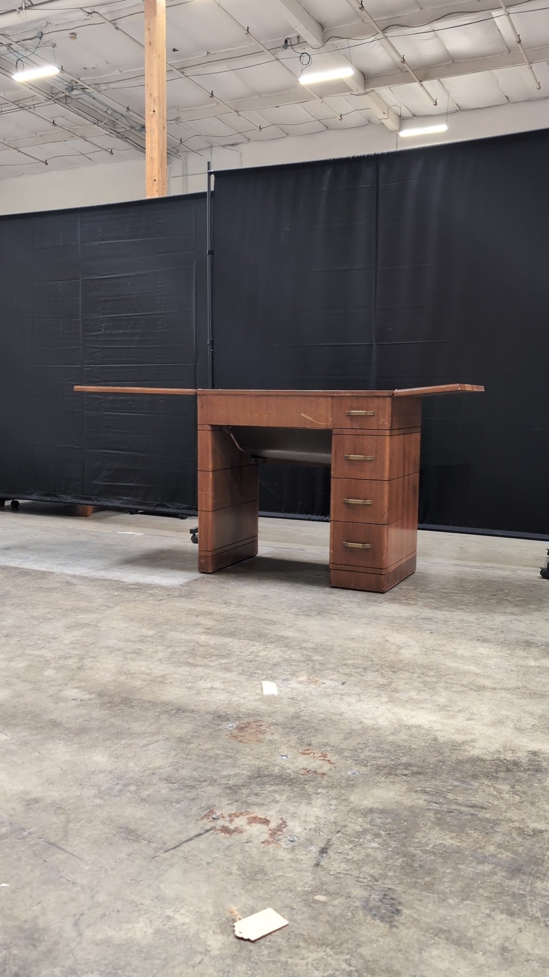Vintage Wood Craft Table with Storage Drawers