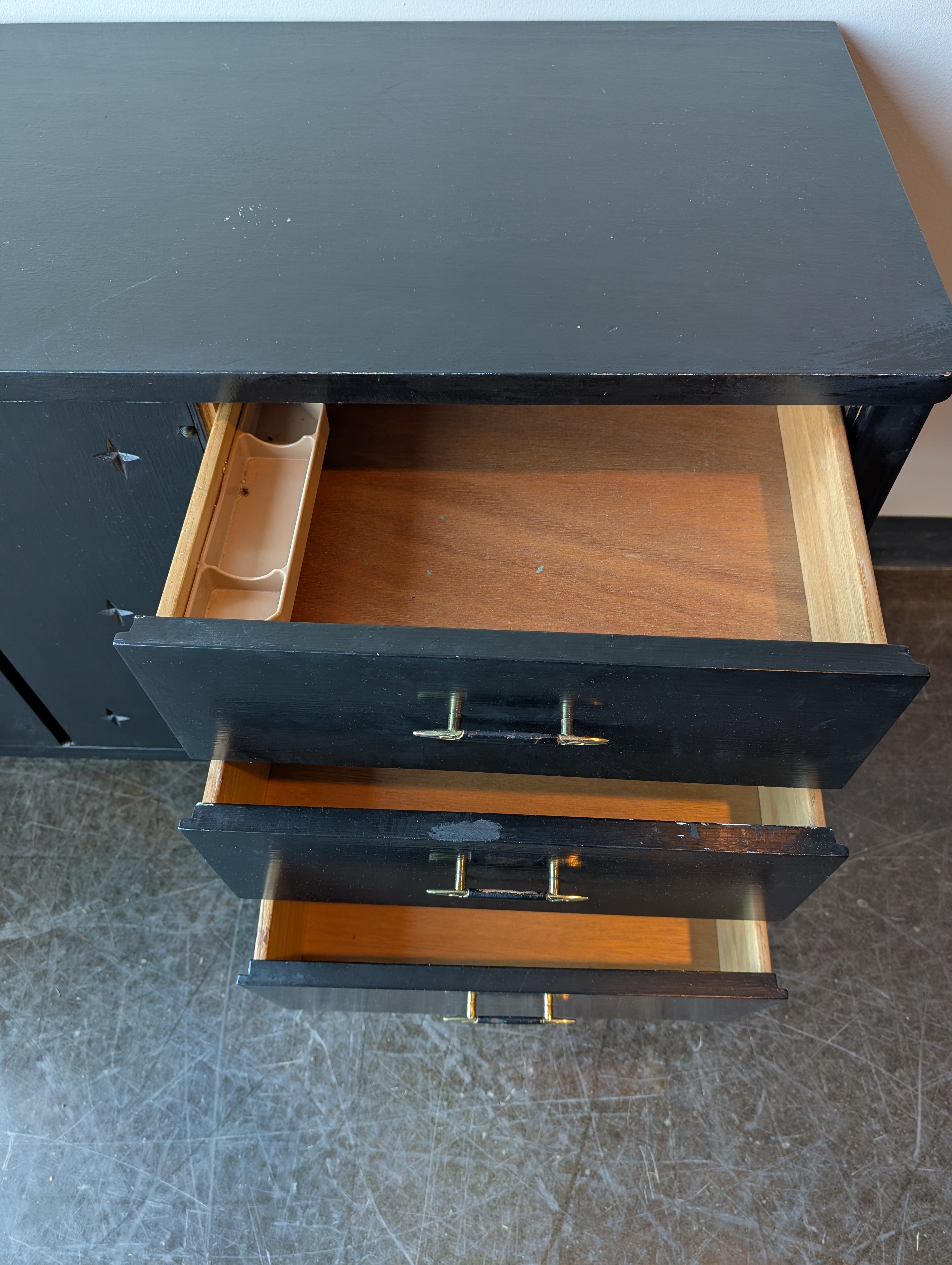 Mid-Century Modern Style Black Dresser Credenza