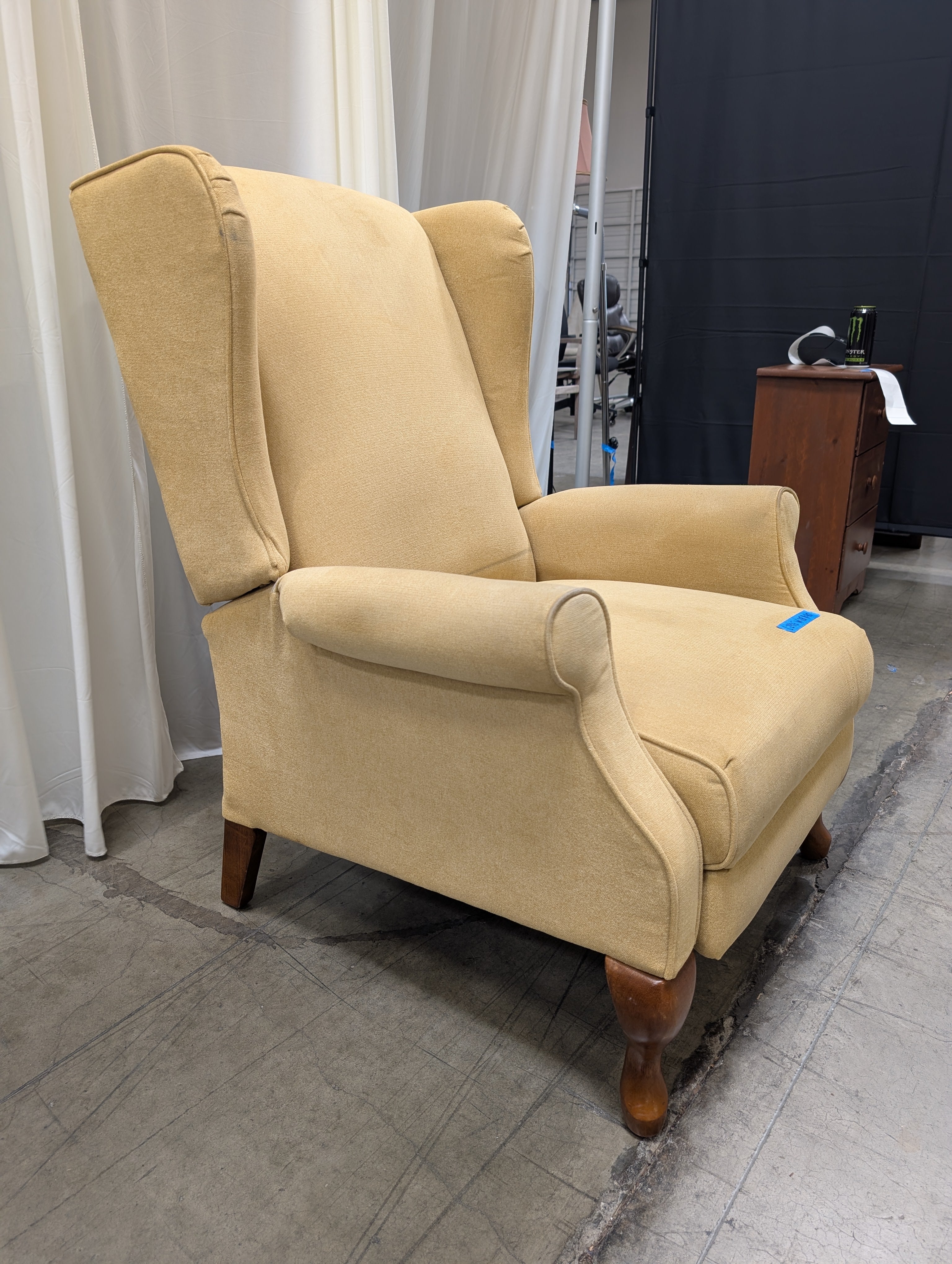 Vintage Yellow LaZboy Wingback Chair in Velvet
