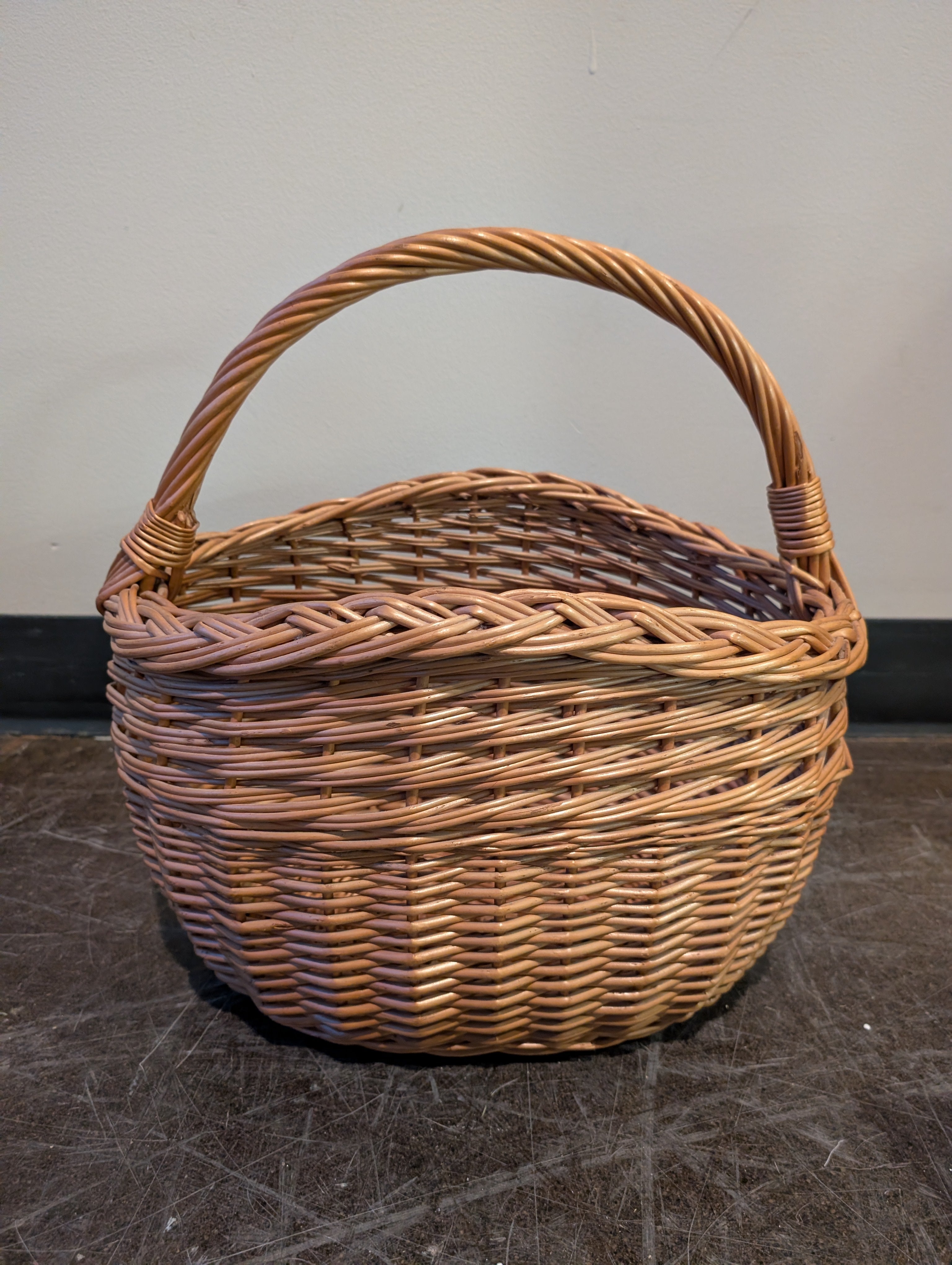 Handwoven Wicker Oval Storage Basket with Handle