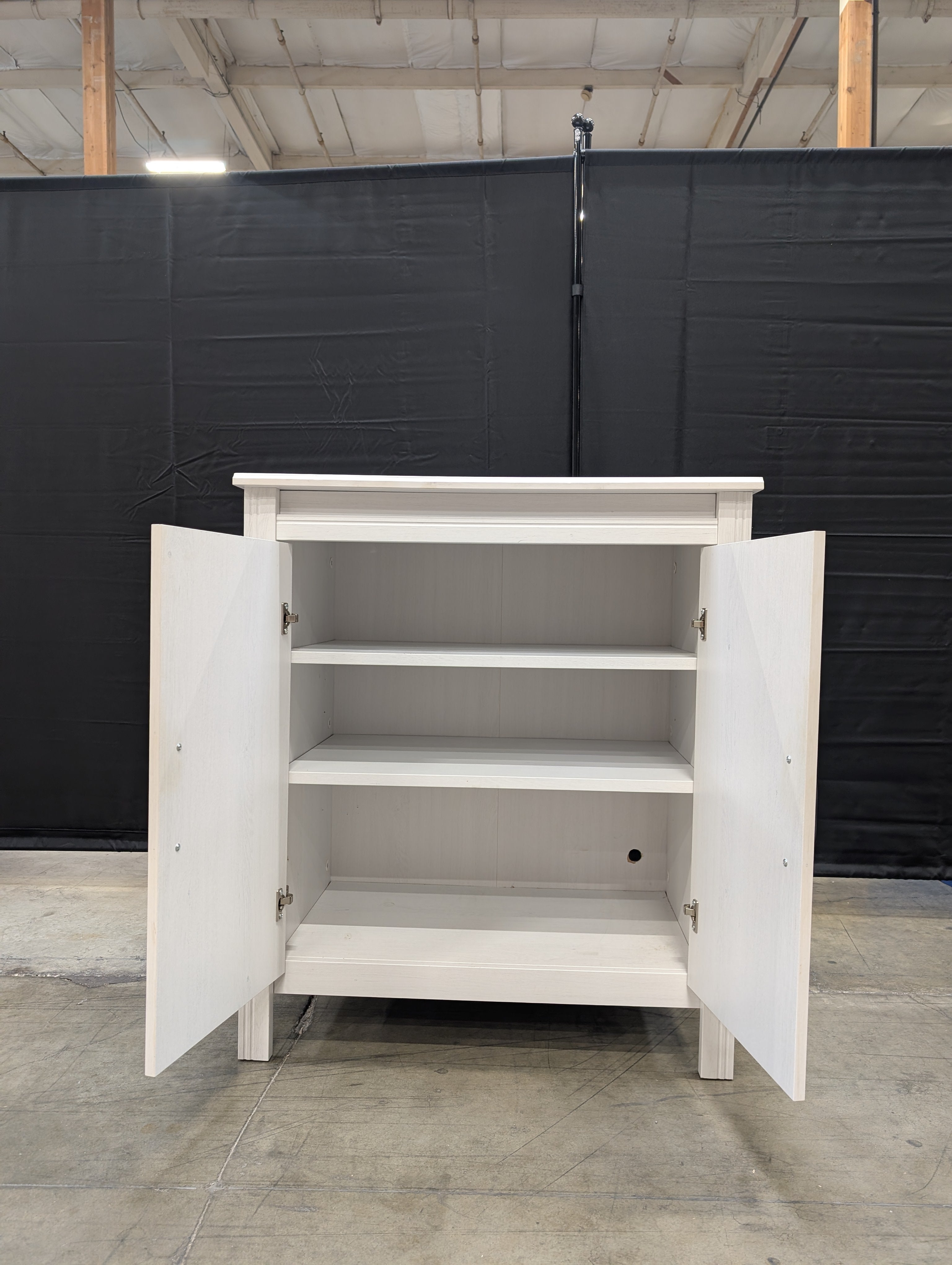 Versatile Off-White Wooden Storage Cabinet with Two Doors