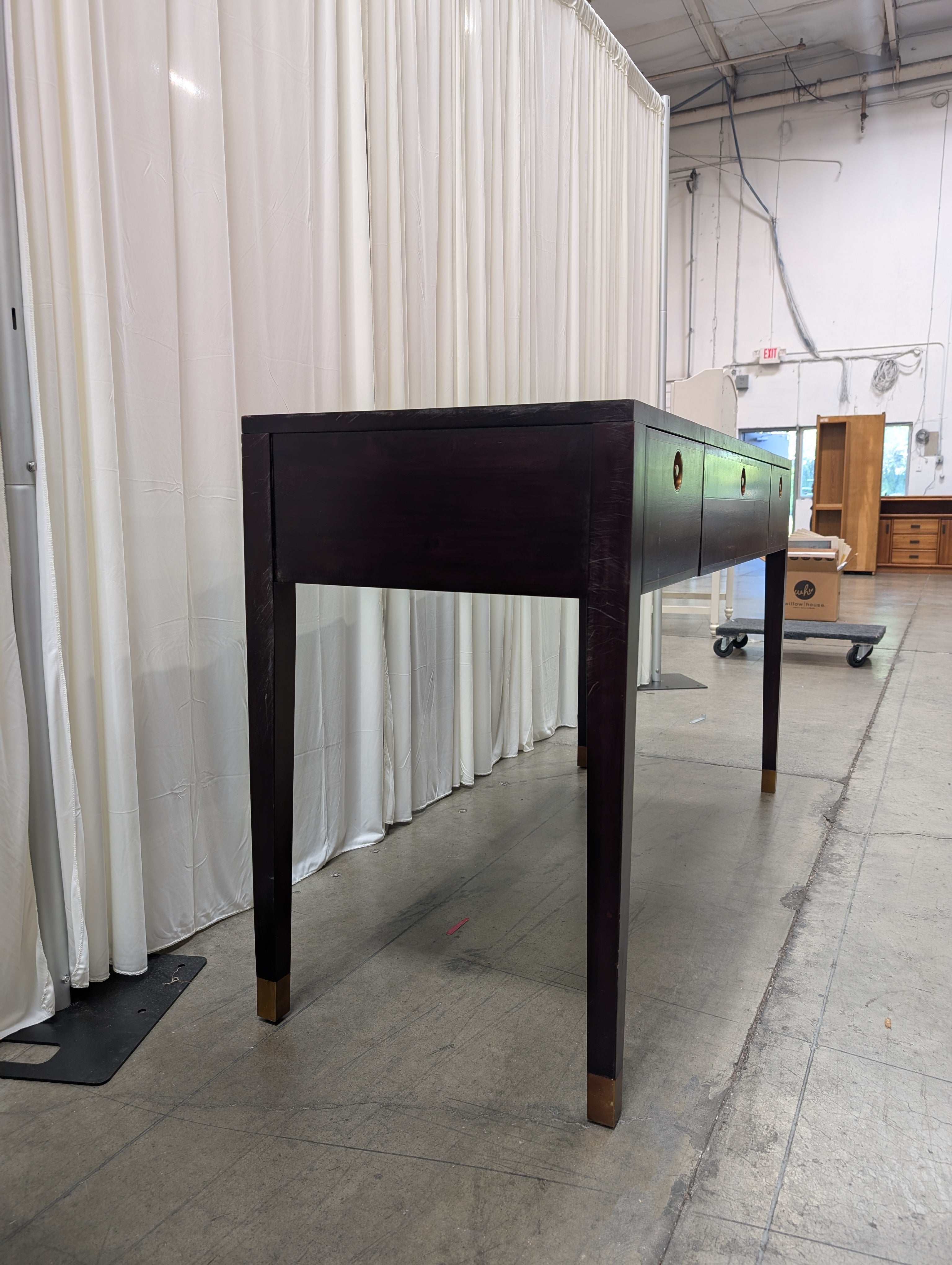 Crate&Barrel Mid-Century Style Three-Drawer Vanity in Dark Wood