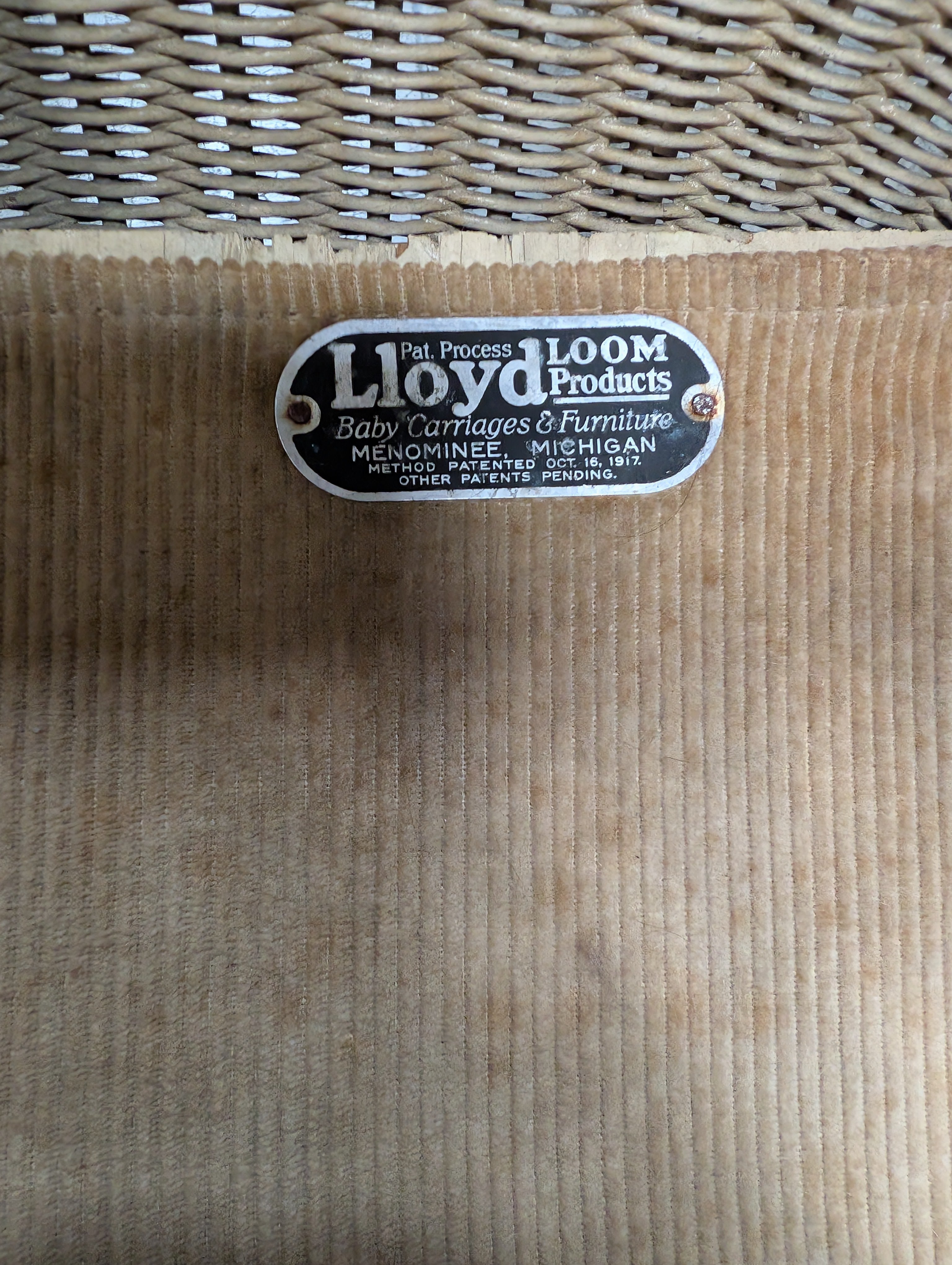 Vintage Lloyd Loom Baby Carriage with Glass Porthole Window