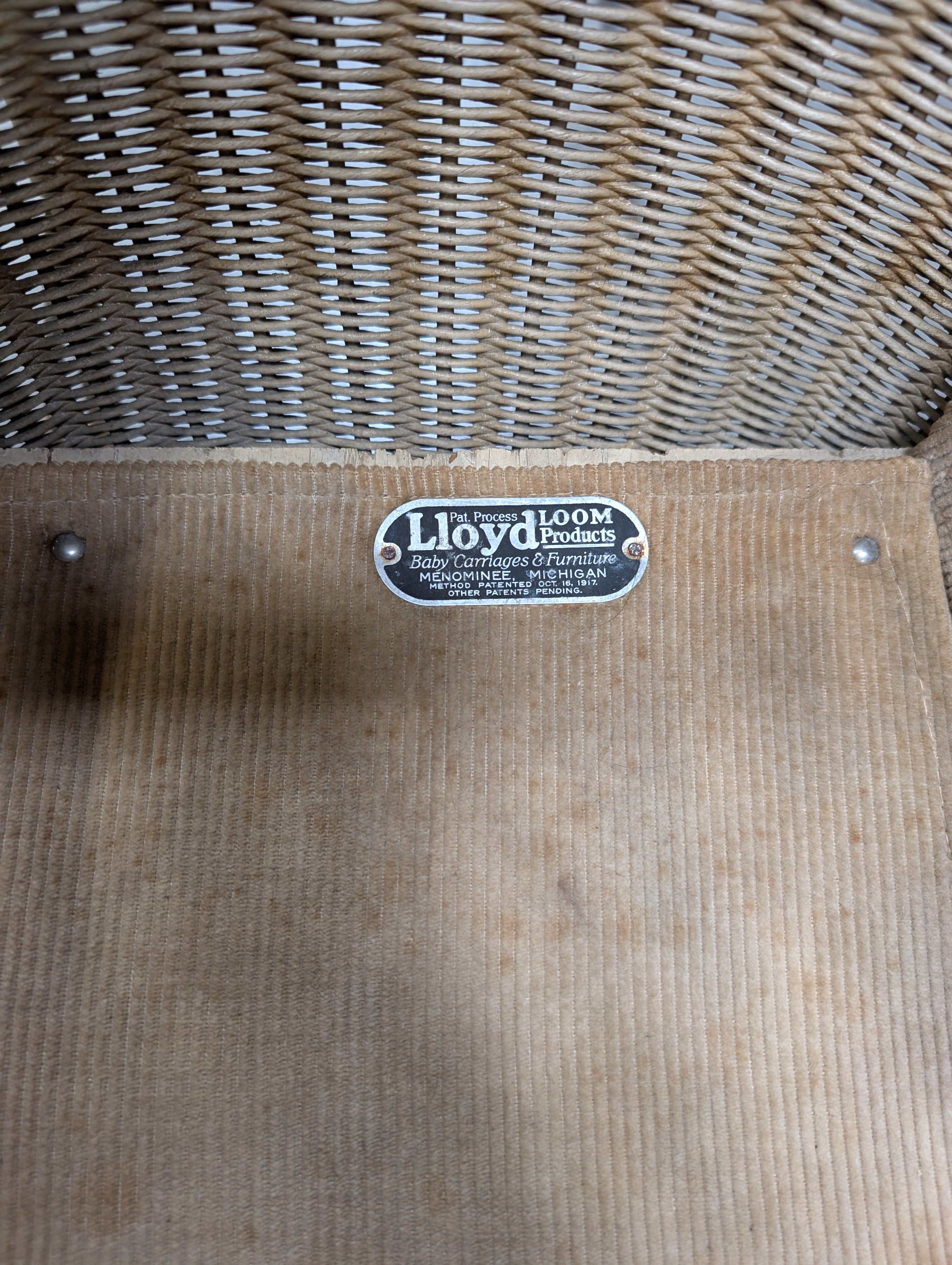 Vintage Lloyd Loom Baby Carriage with Glass Porthole Window