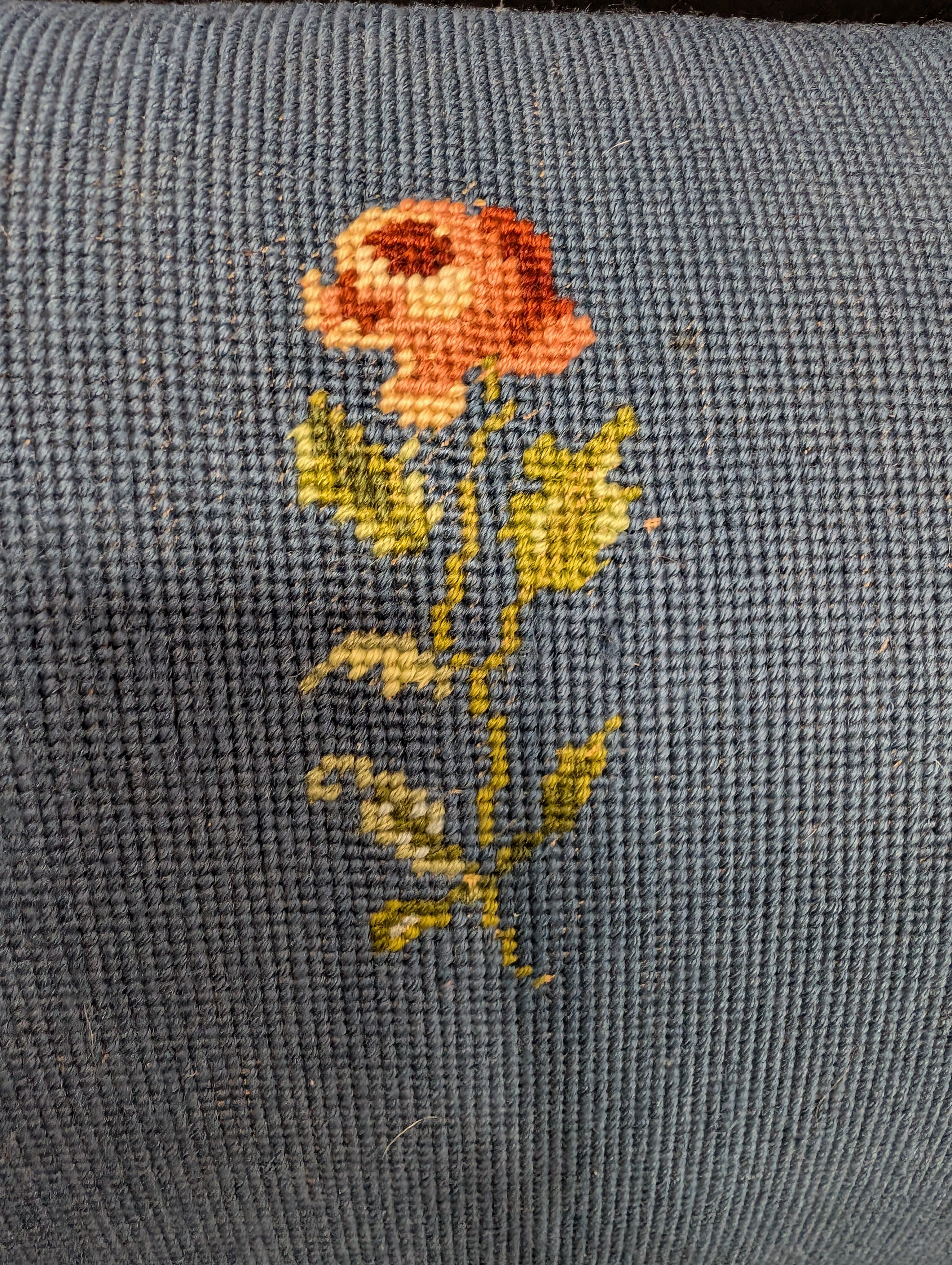 Vintage-Inspired Floral Embroidered Upholstered Settee Sofa