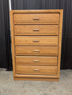 Golden Oak Six-Drawer Dresser with Wooden Pulls