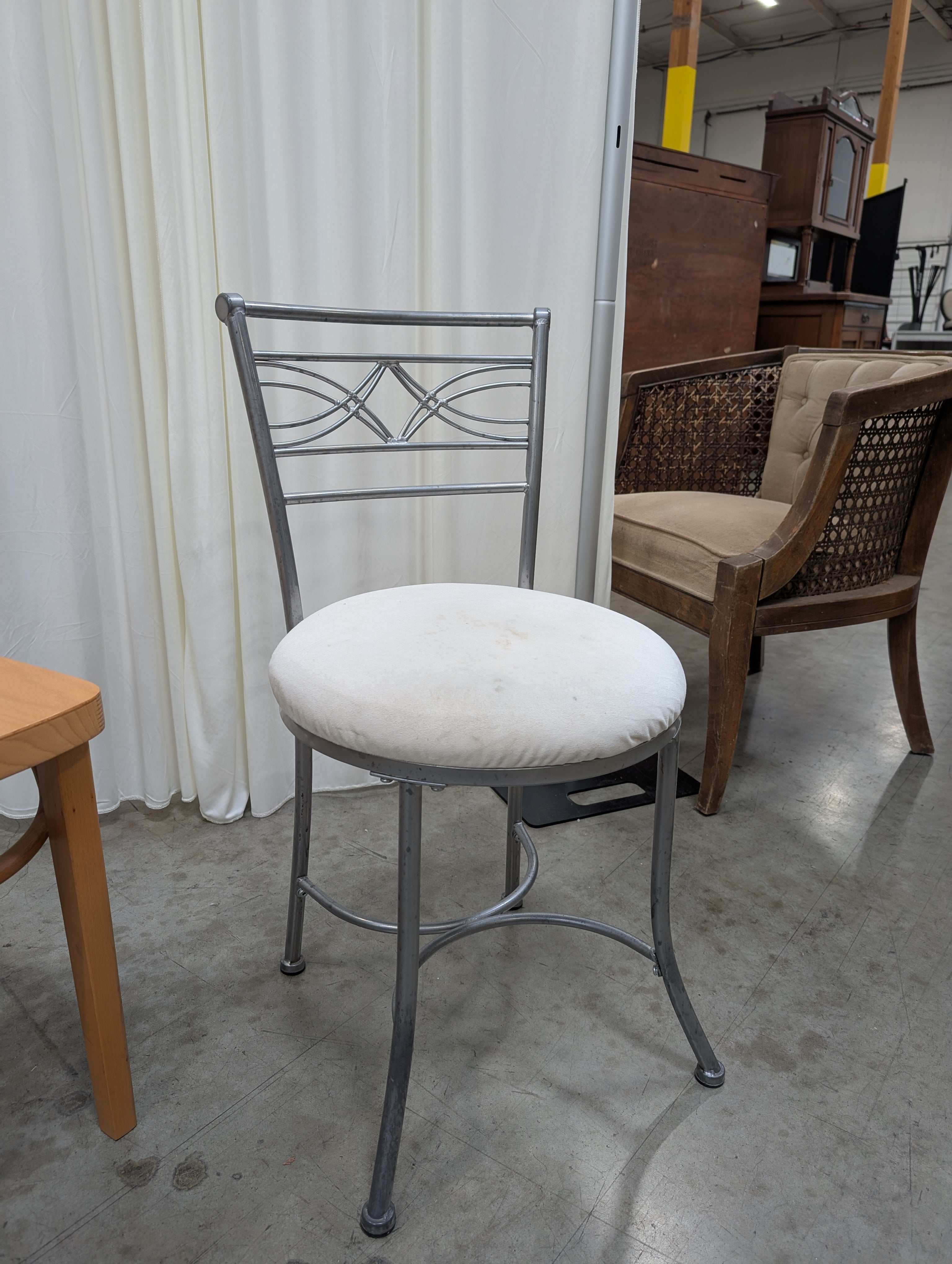 Contemporary Metal Frame Accent Stool with Padded Seat
