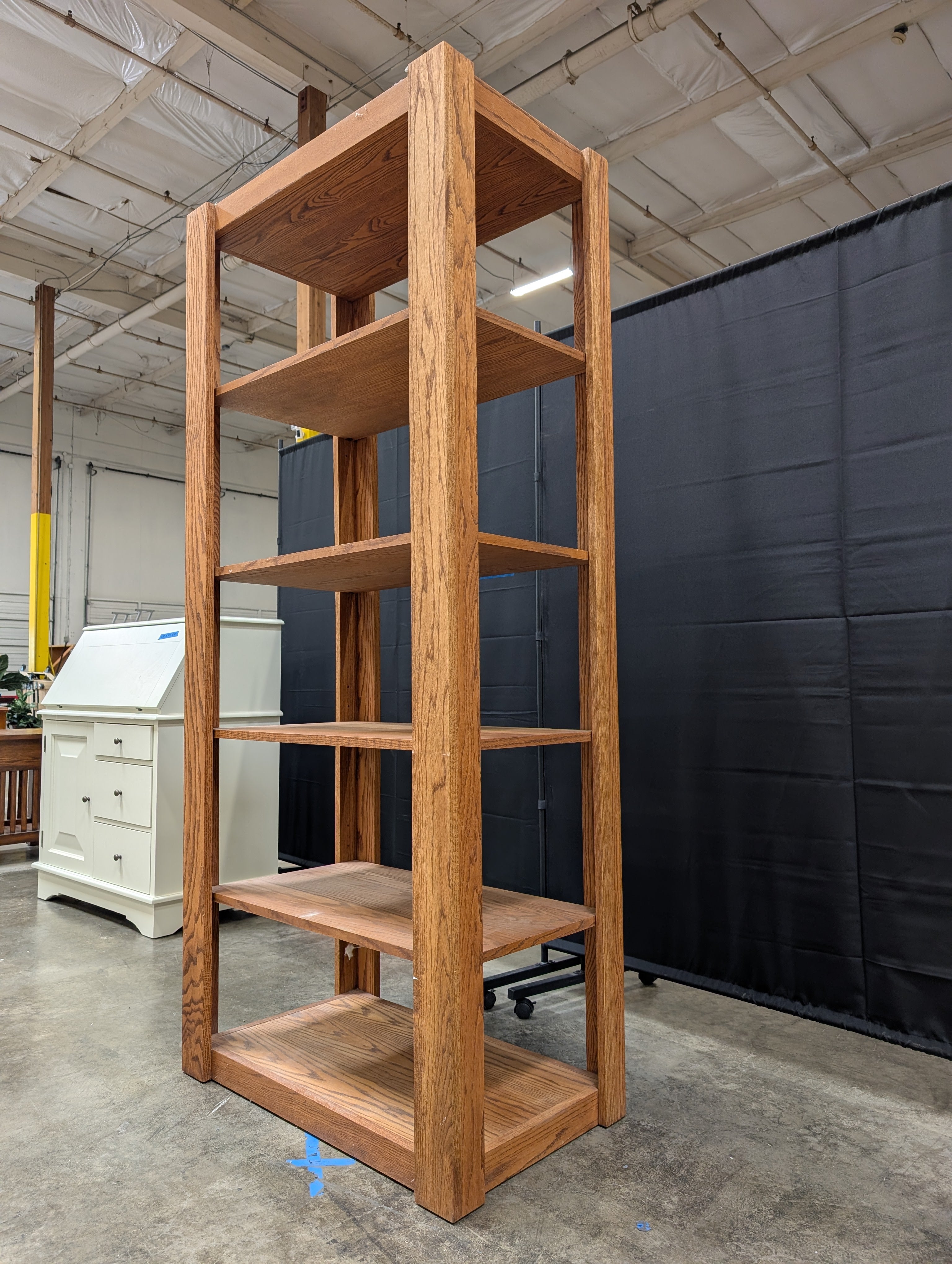 Five-Tier Oak Wood Bookcase in Medium Brown