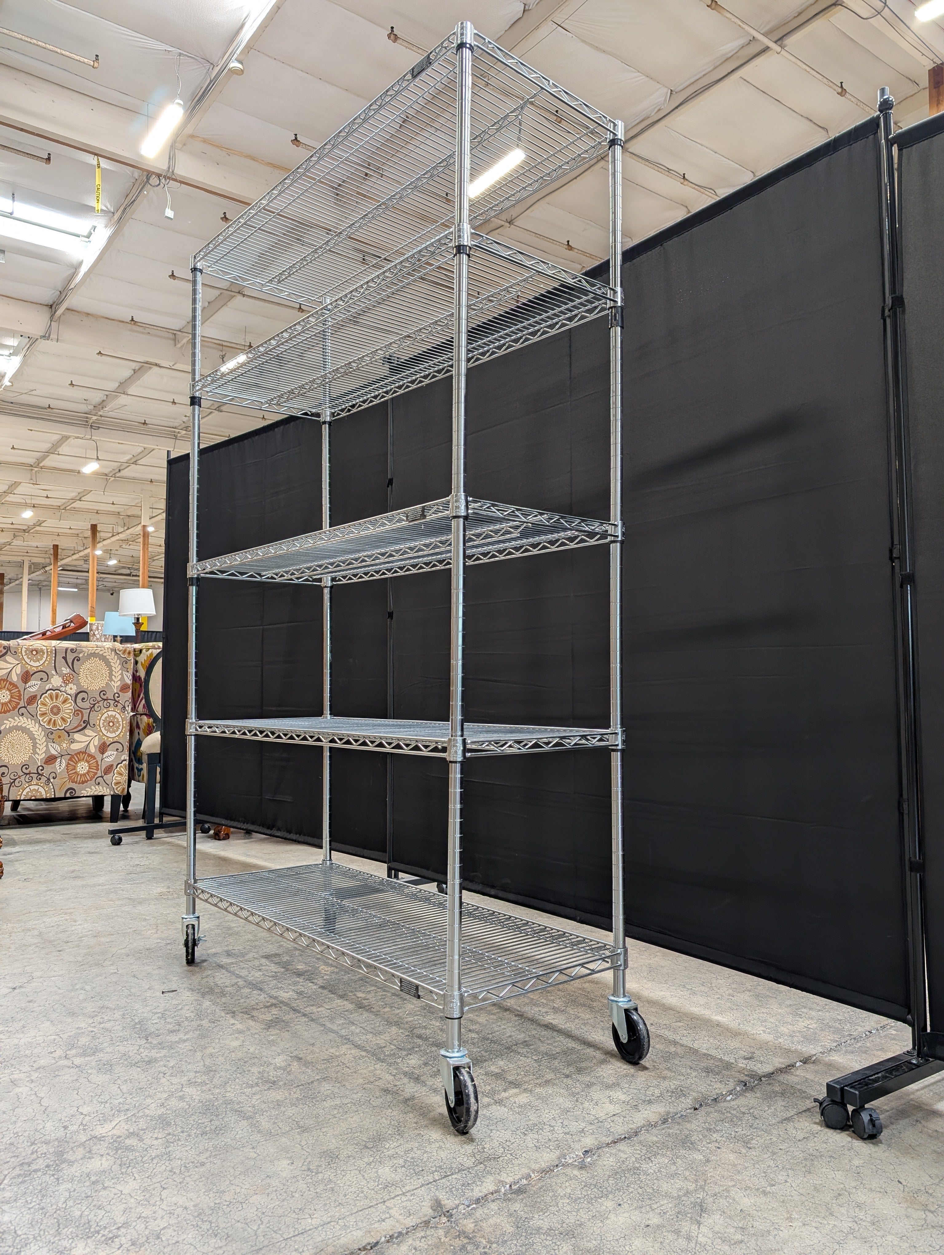 Versatile Chrome Wire Shelving Unit with Casters