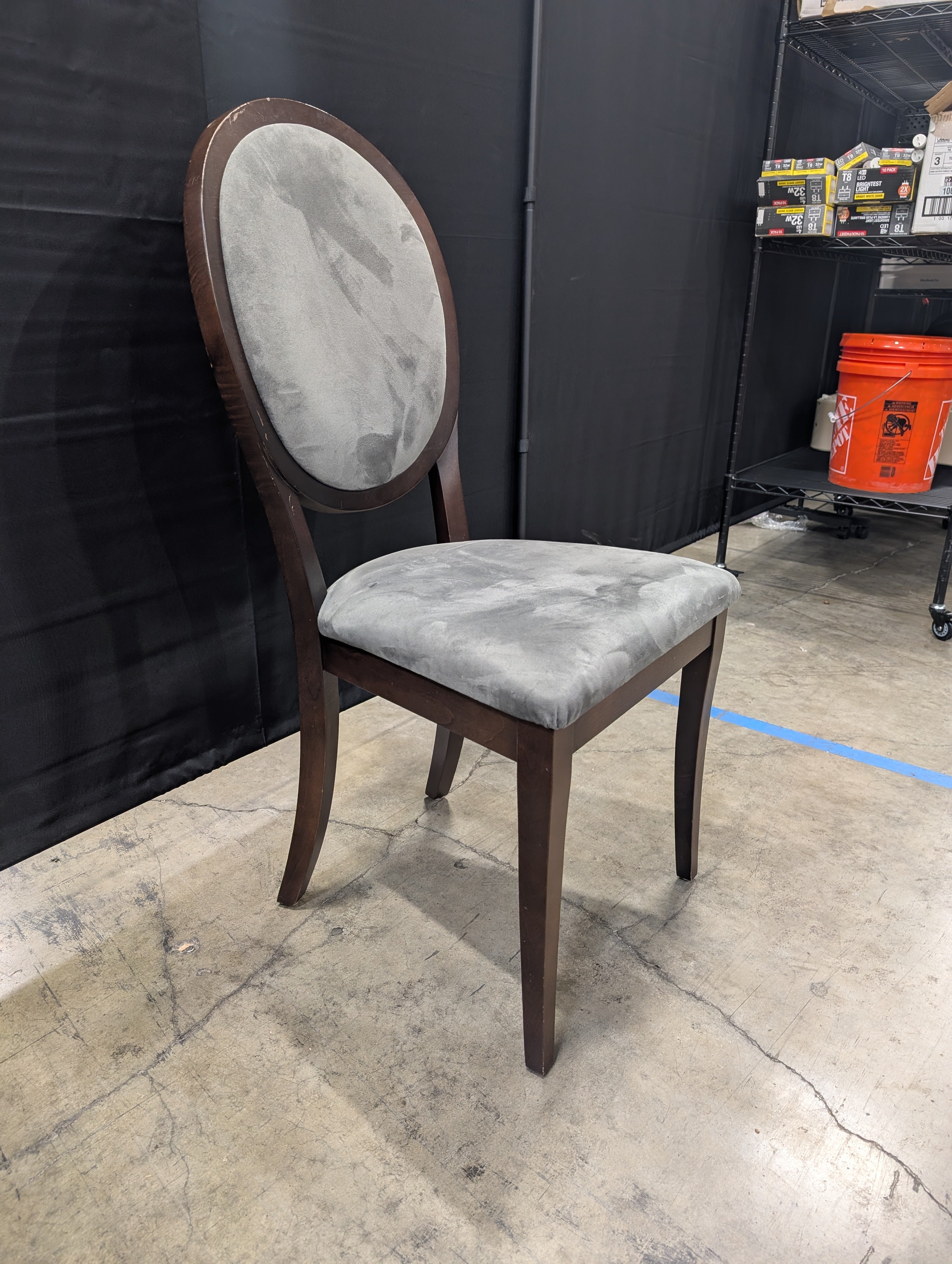 DINEC INC. Upholstered Dining Chair with Oval Back and Walnut Finish