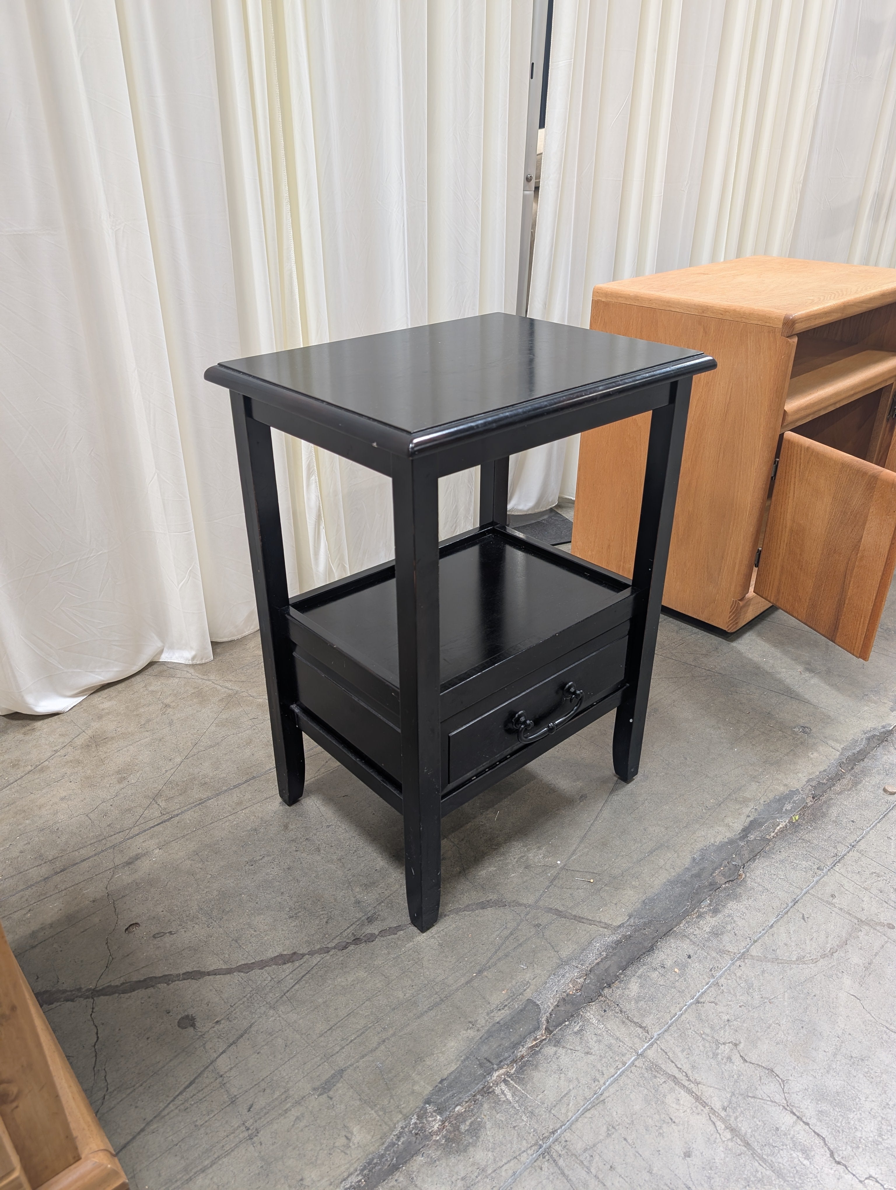 Dark Brown Wooden End Table with Lower Shelf