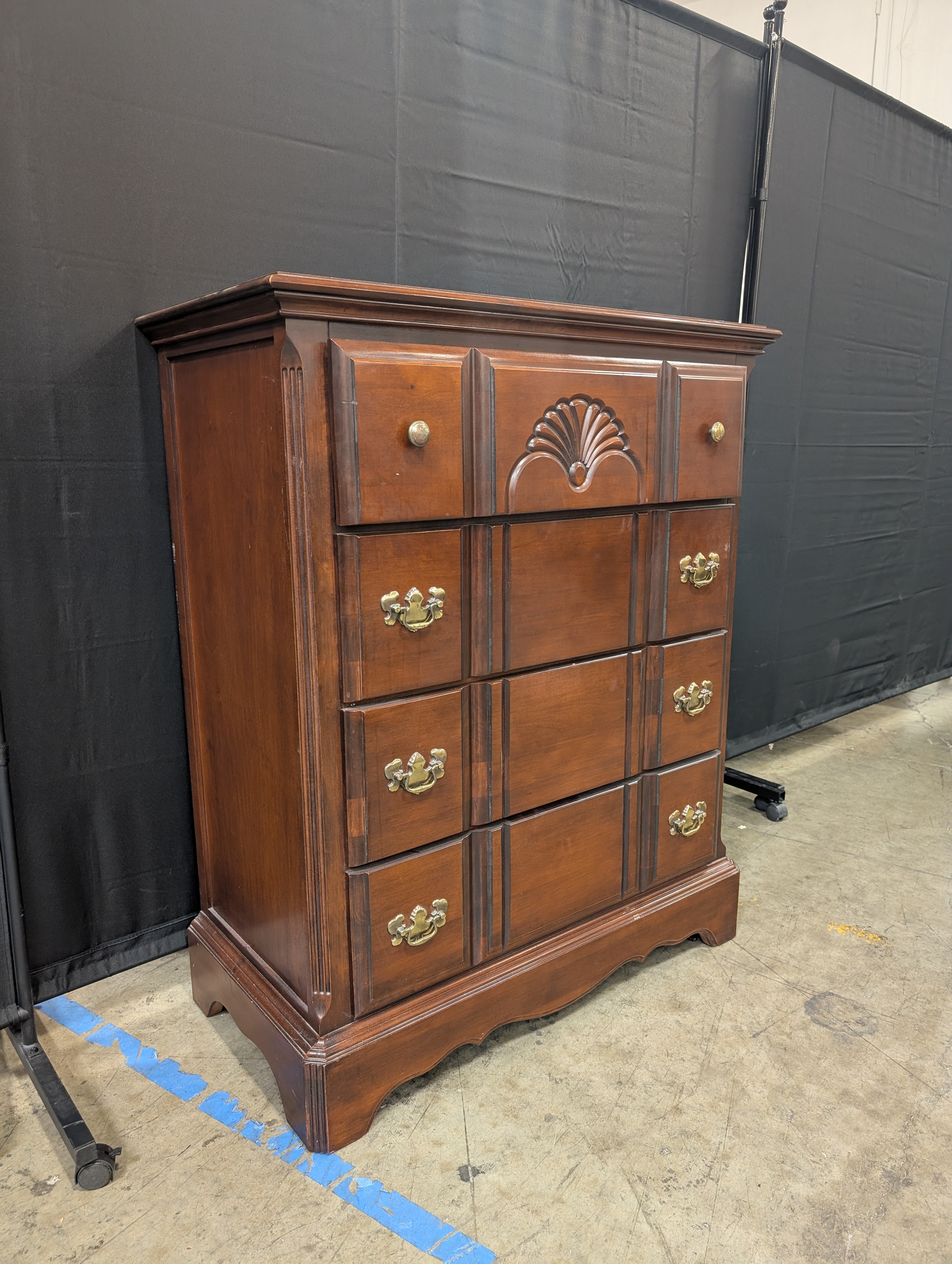 Traditional Dark Wood Dresser with Ornate Hardware