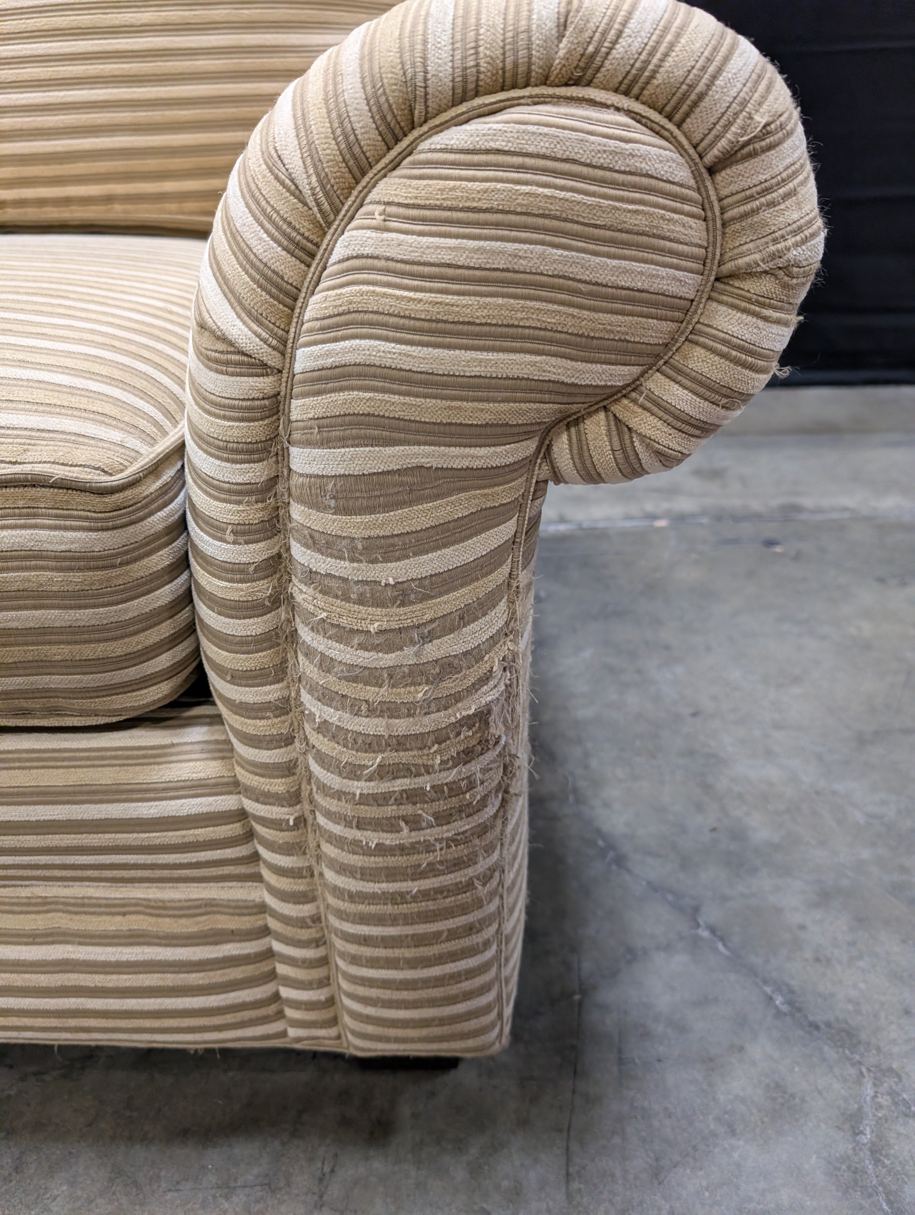Neutral Tone Hancock & Moore Striped Fabric Sectional Sofa