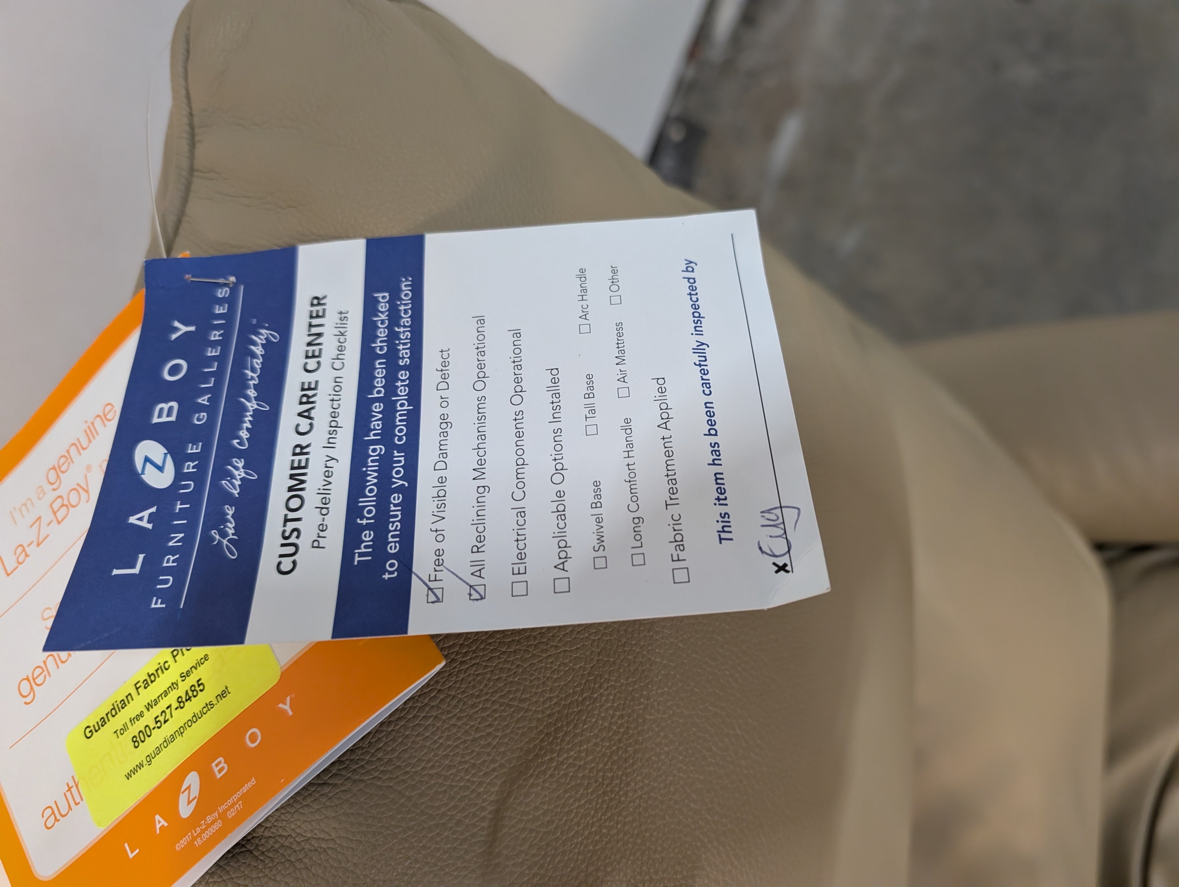 La-Z-Boy Beige Leather Rocker Recliner Chair