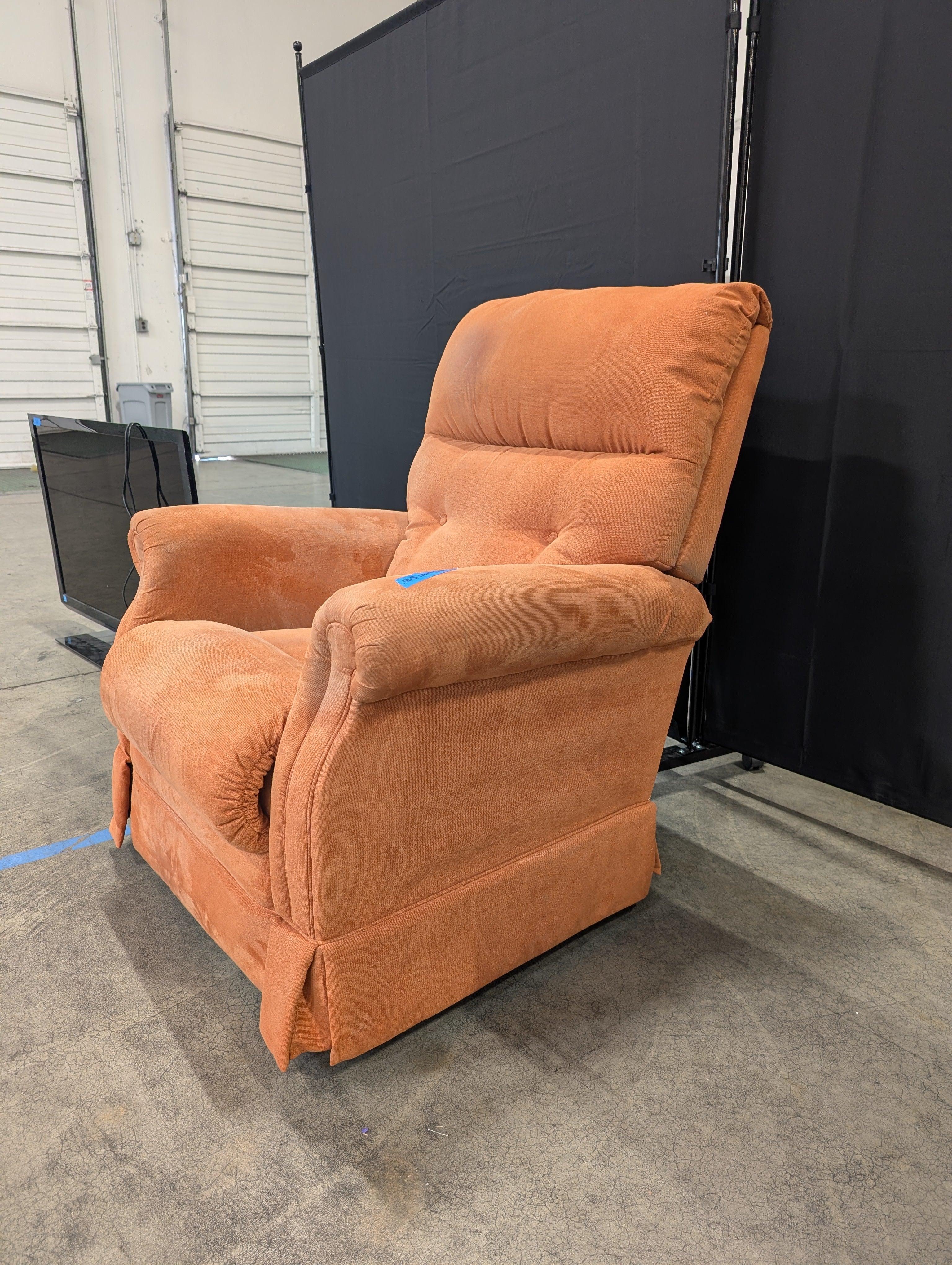 LaZboy Terracotta Rolled Arm Recliner in Microfiber