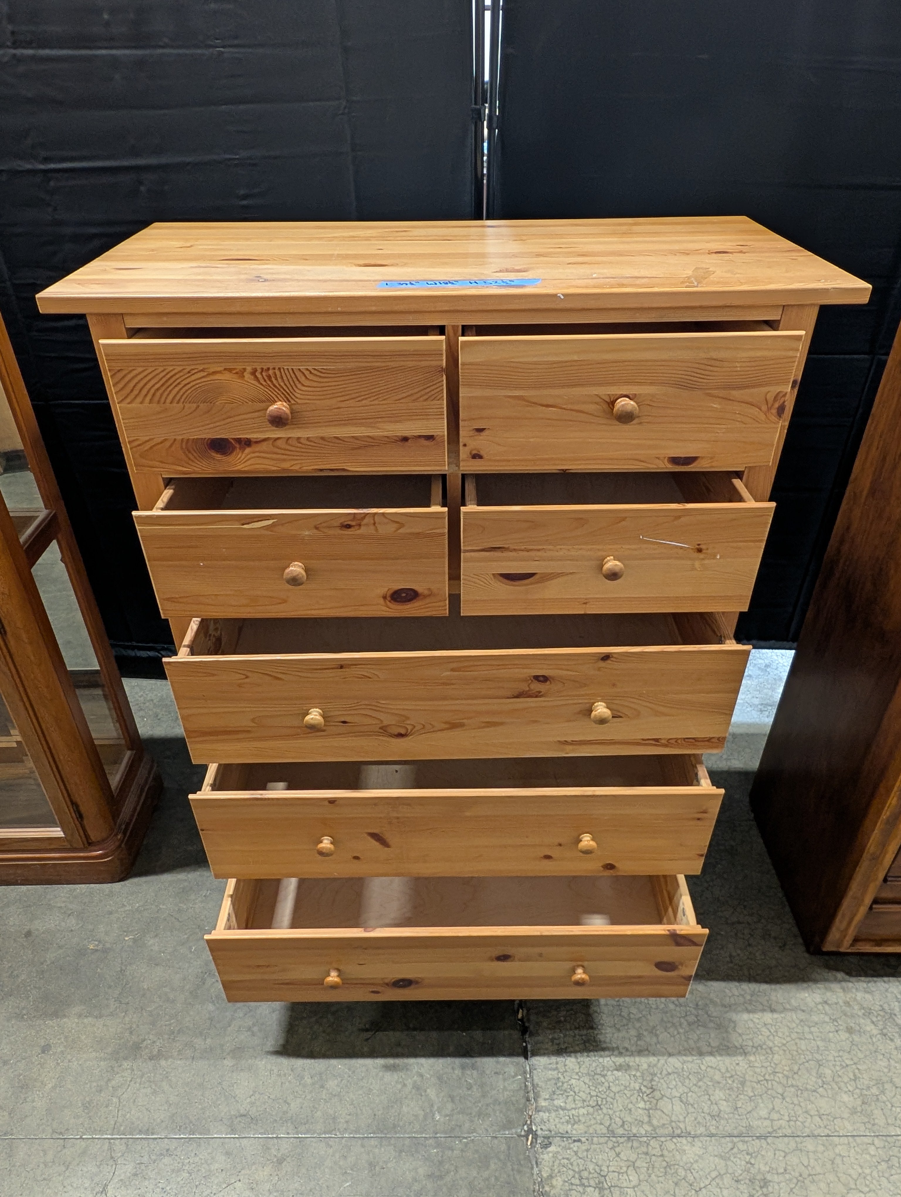 Rustic Pine Seven-Drawer Dresser