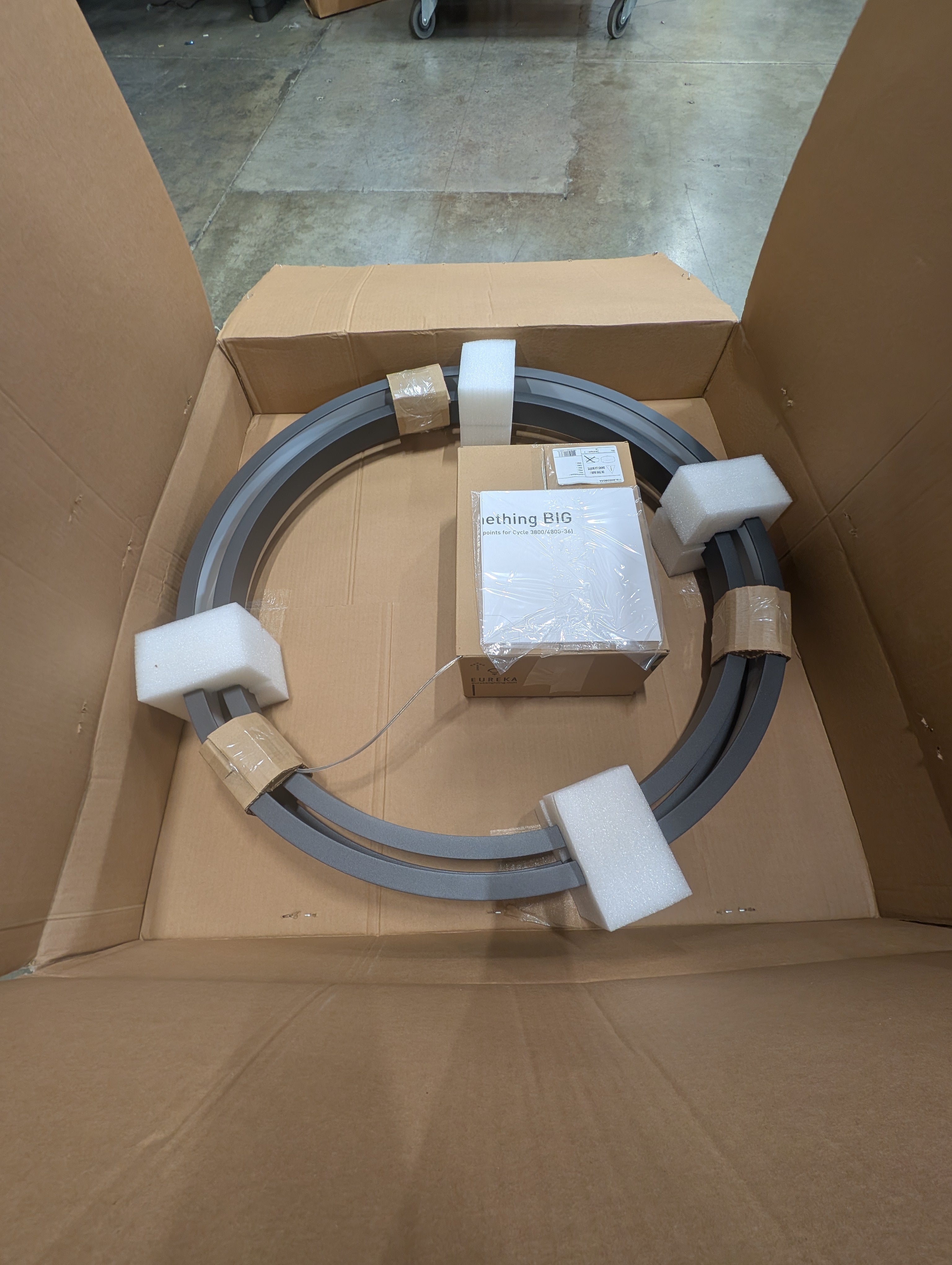 Eureka 36-Inch LED Circular Pendant Light Fixture in box