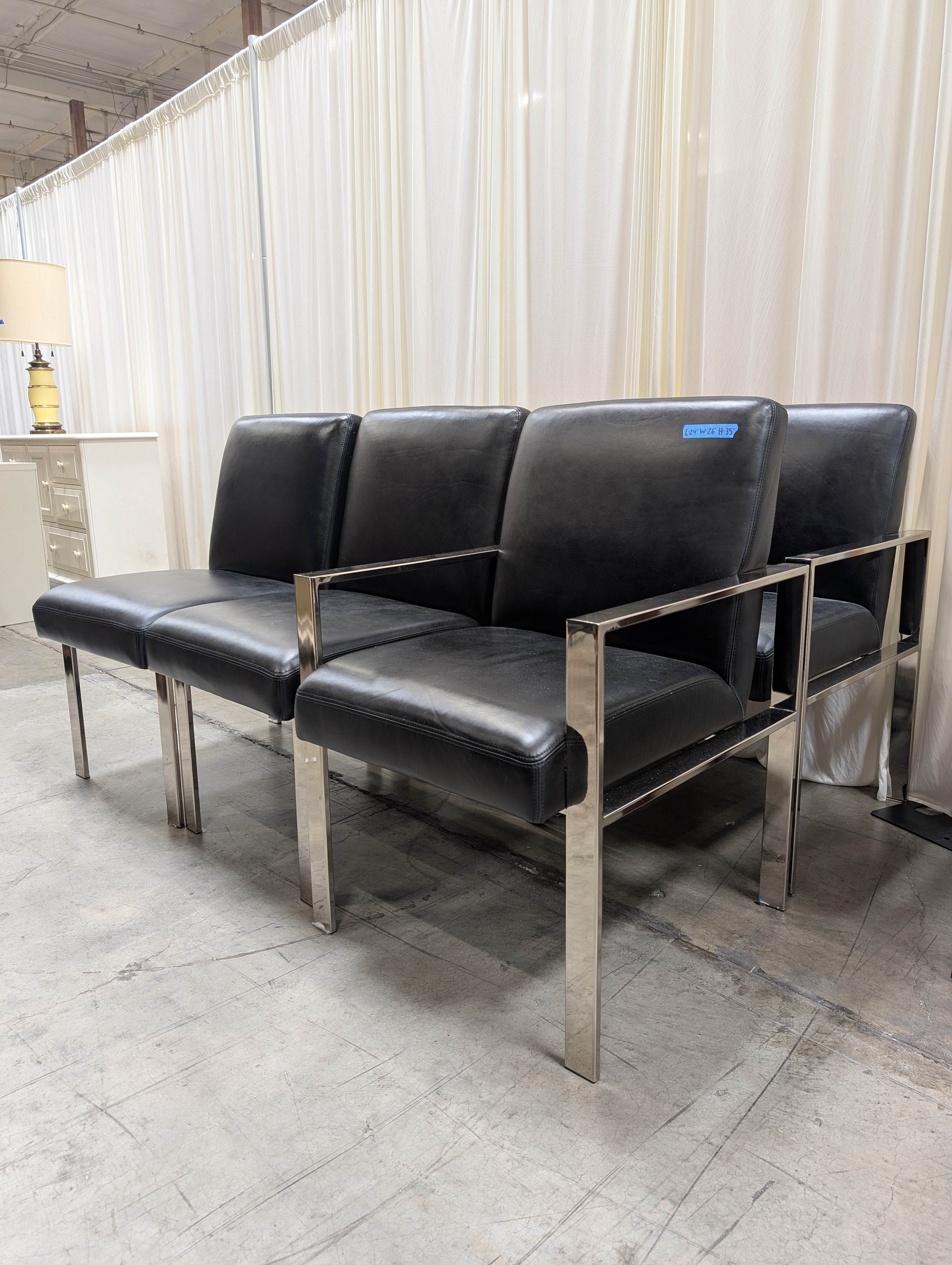 Set of Six Black Dining Chair in Faux Leather