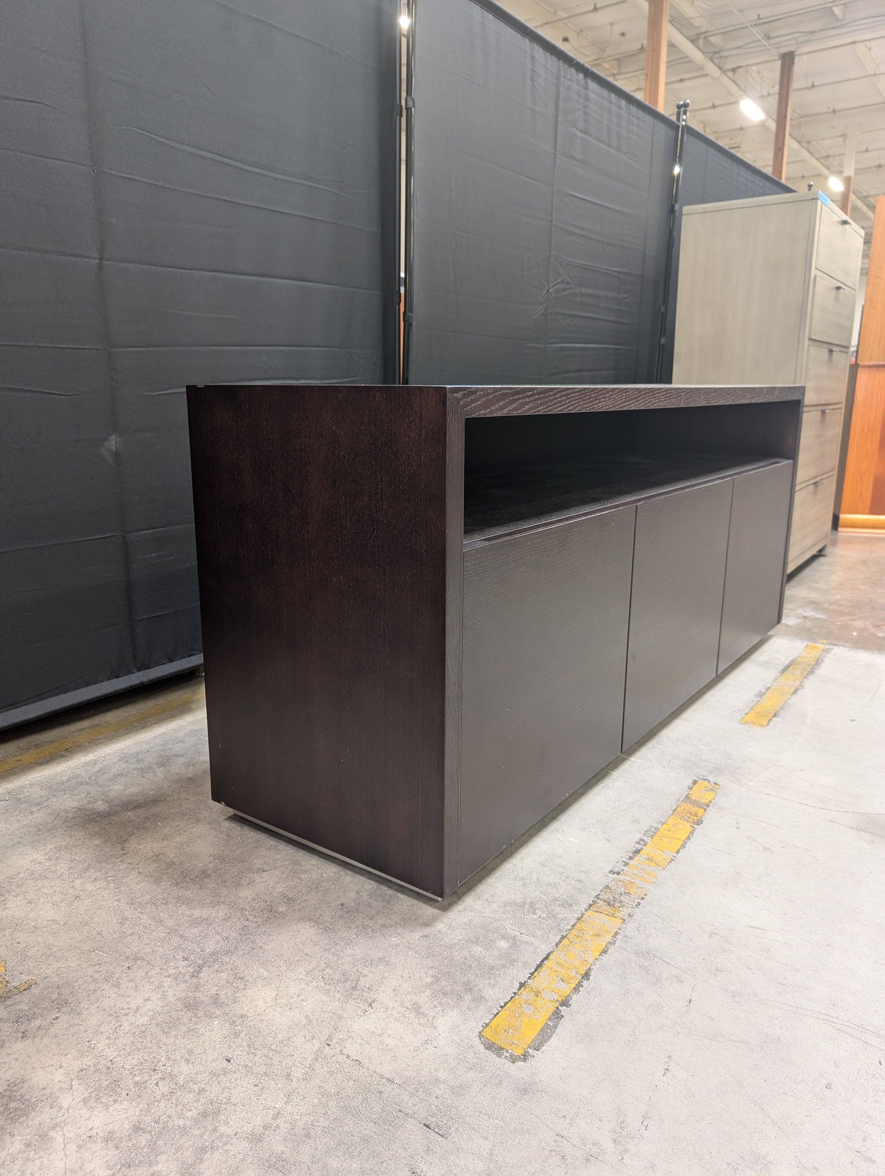 Dark Brown Minimalist TV Stand with Open Shelf